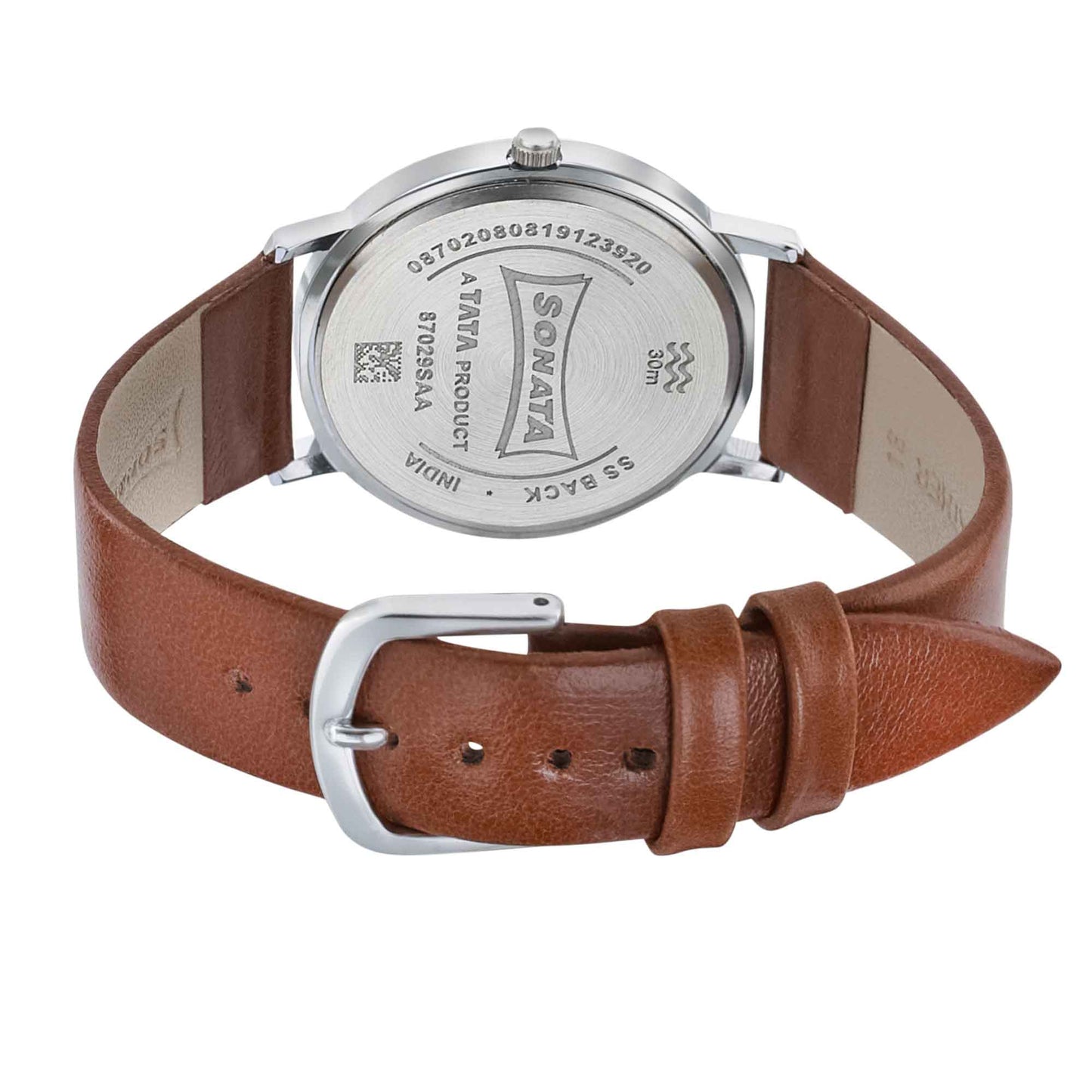 Sonata Silver Lining White Dial Women Watch With Leather Strap