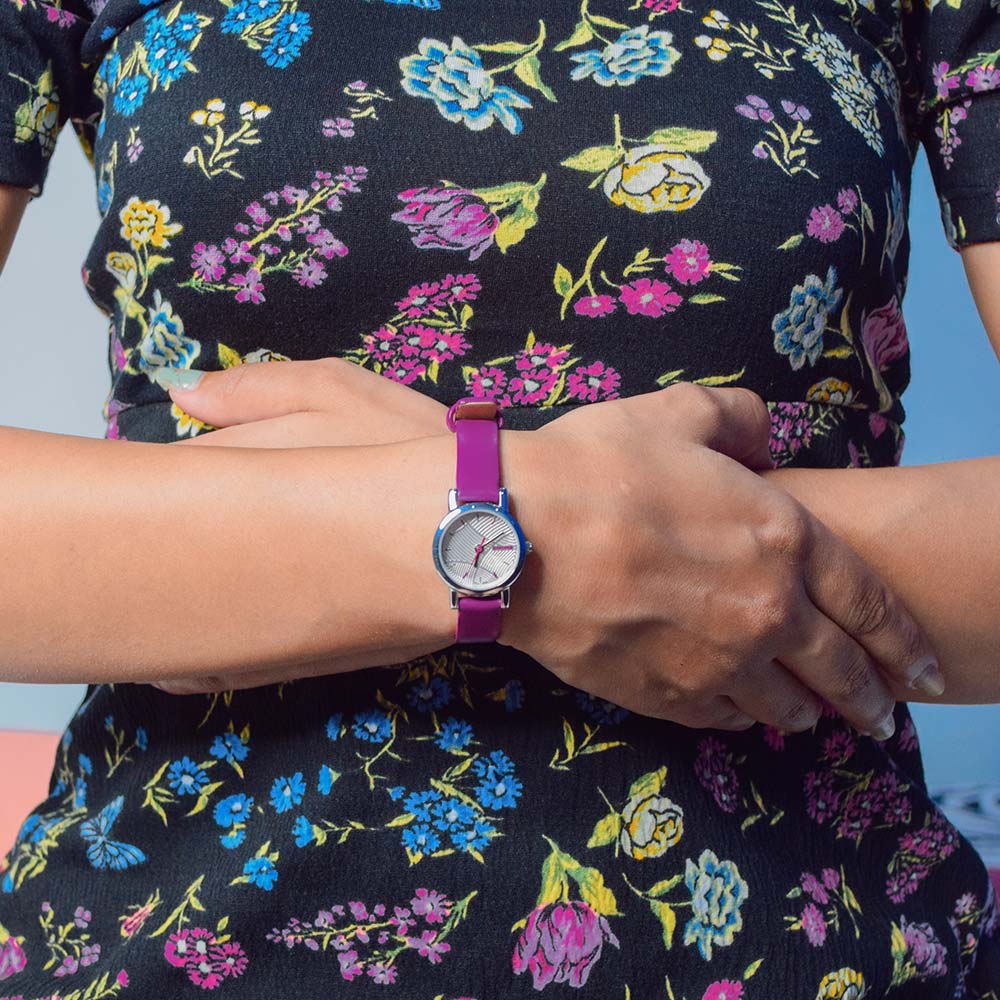 Sonata Splash White Dial Women Watch With Leather Strap