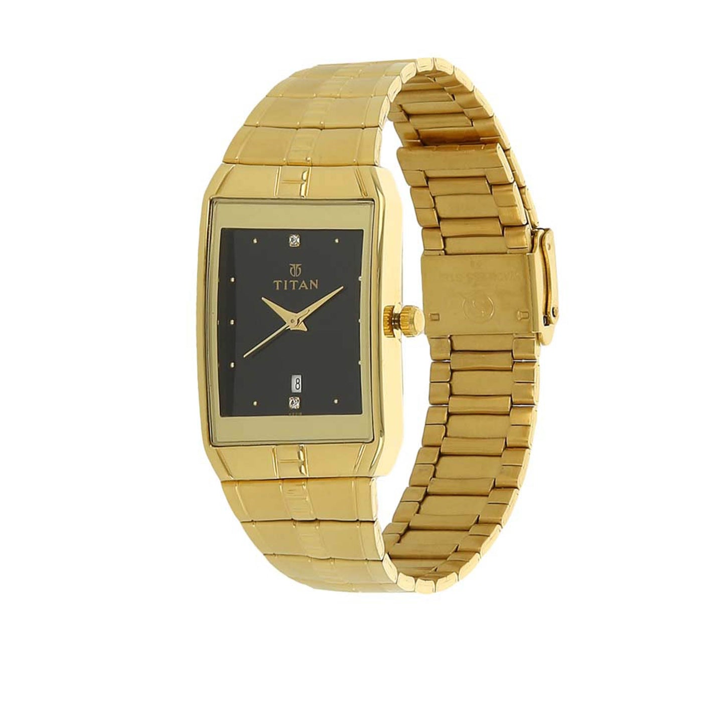 Titan BlackDialAnalog with DateMetalStrap watch forMen