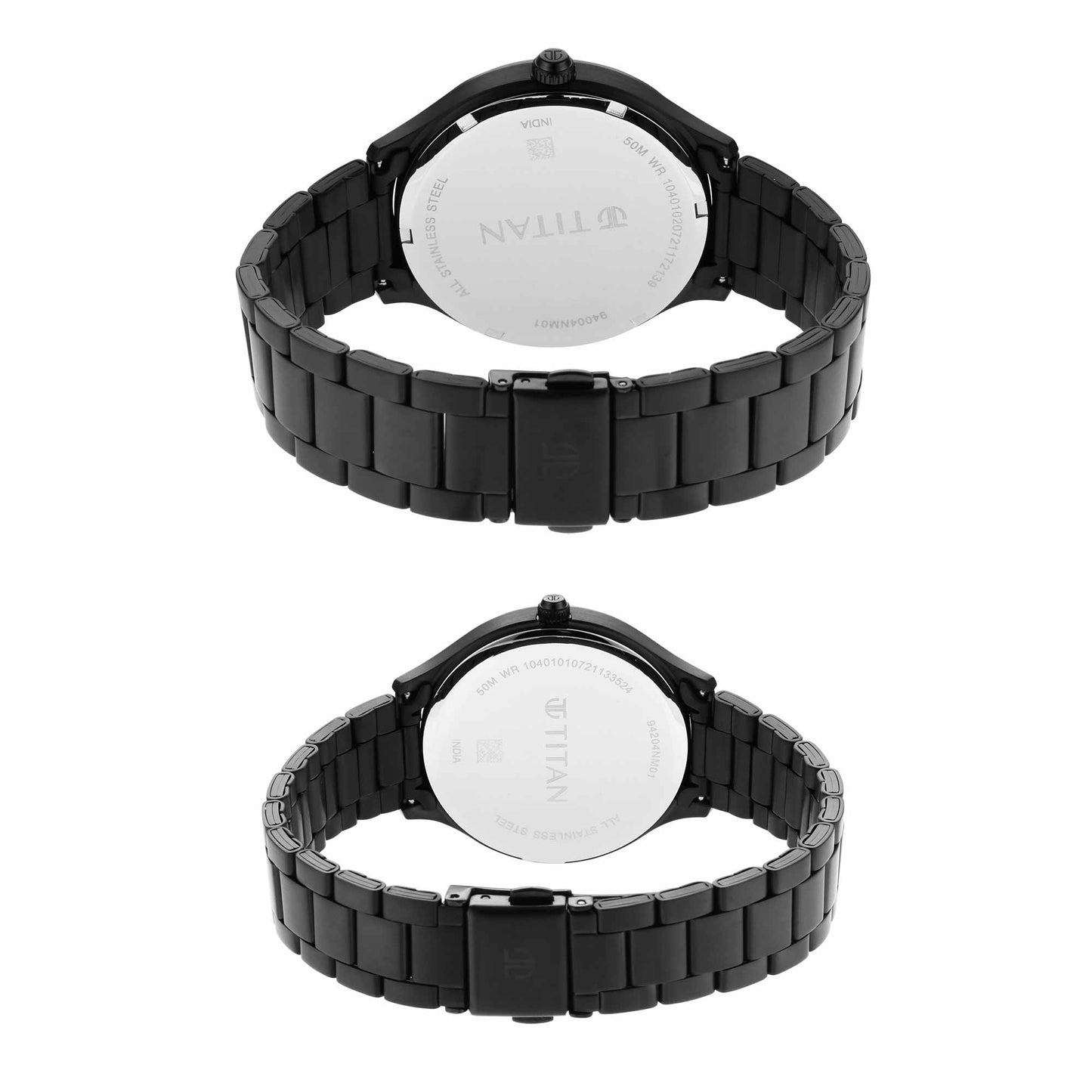 Titan Bandhan Black Dial Multi Stainless Steel Strap watch for Couple.
