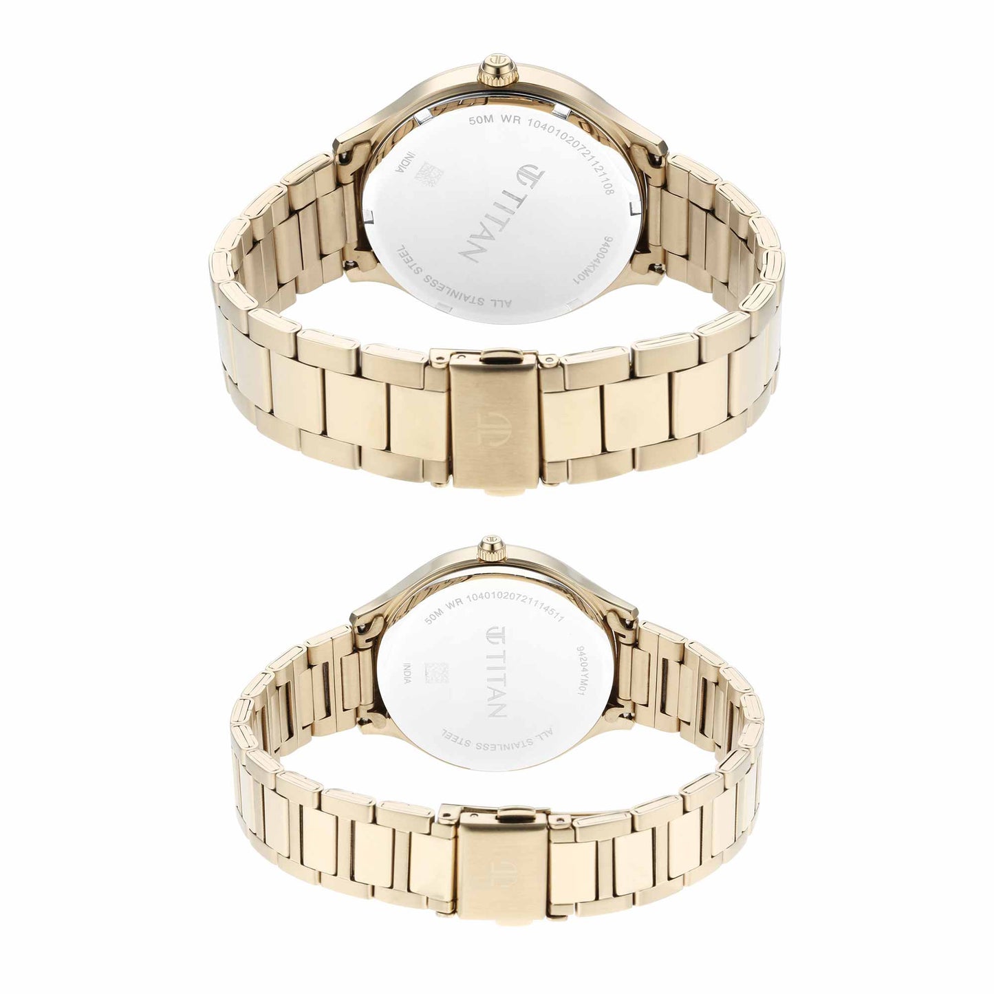 Titan Bandhan Silver Dial Multi Stainless Steel Strap watch for Couple.