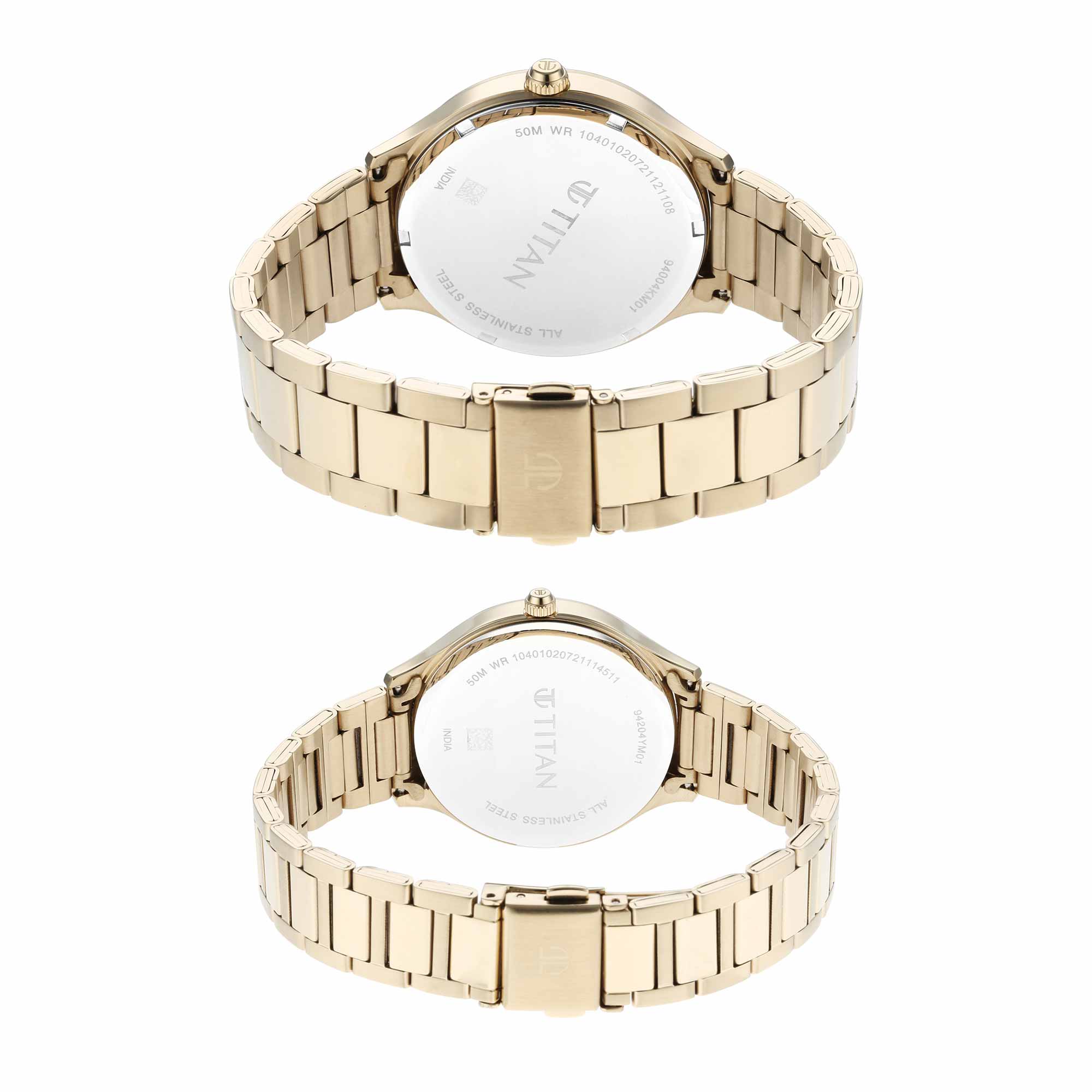 Titan Bandhan Silver Dial Multi Stainless Steel Strap watch for Couple.