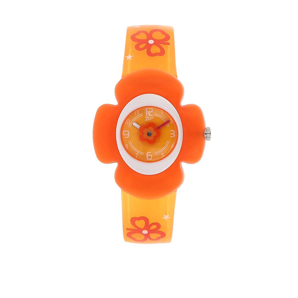 Zoop By Titan Quartz Analog Orange Dial PU Strap Watch for Kids