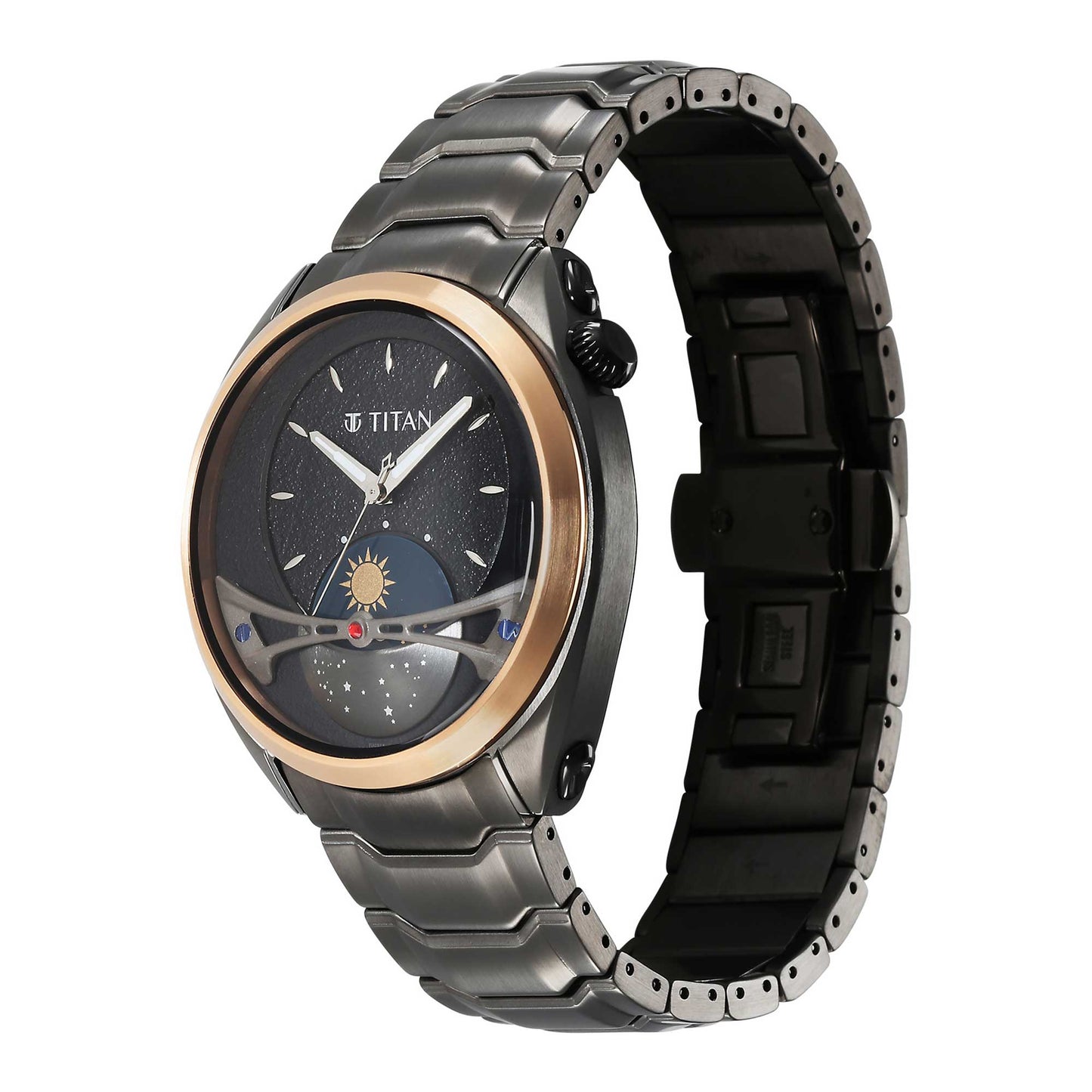 Titan Stellar Analog with Sun Moon Dial Multifunctional Watch