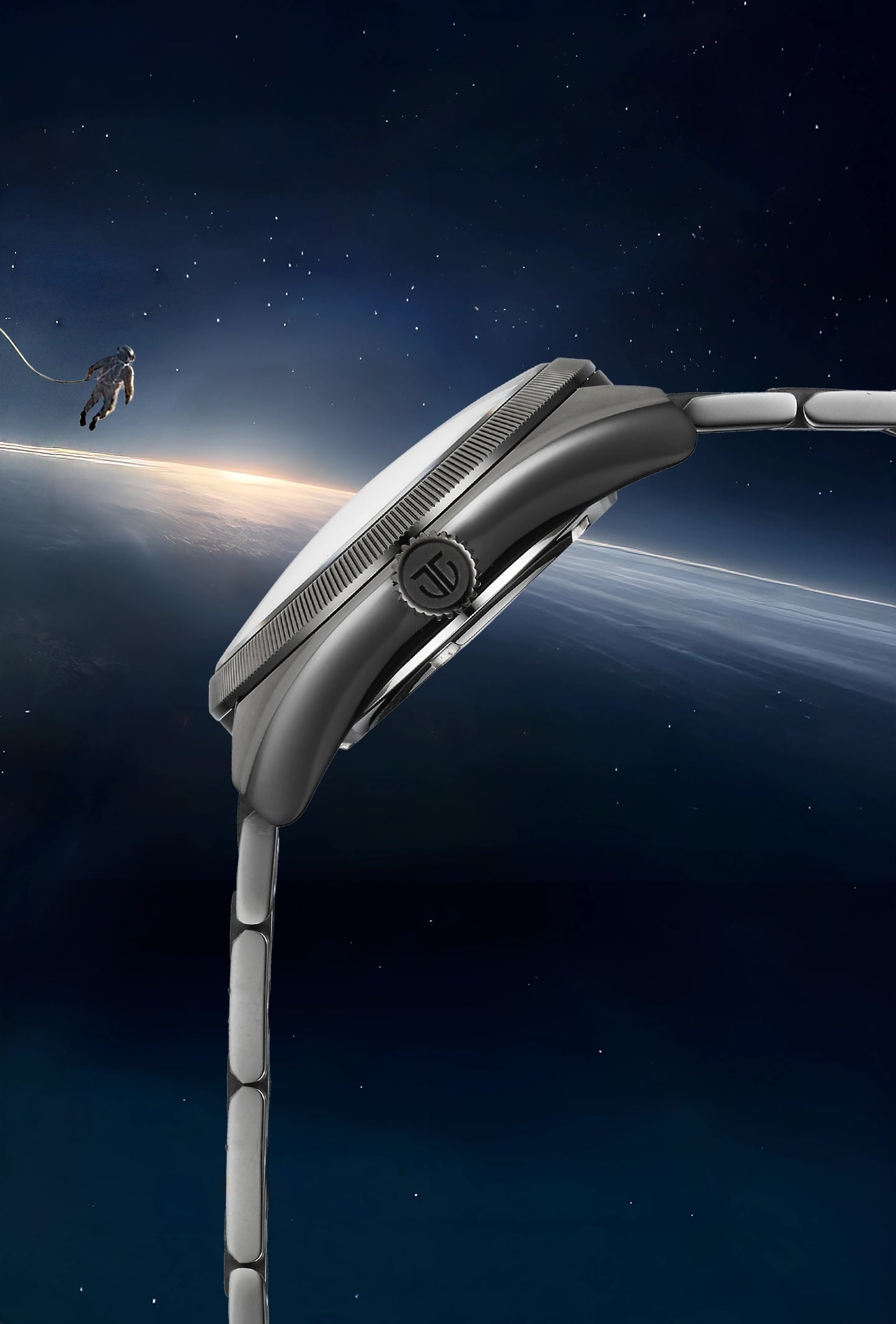 Titan Stellar Cupola Analog with Sun Moon Disc Silver Dial Automatic Watch