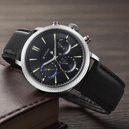 Titan Stellar Black Dial Multifunctional Analog Watch