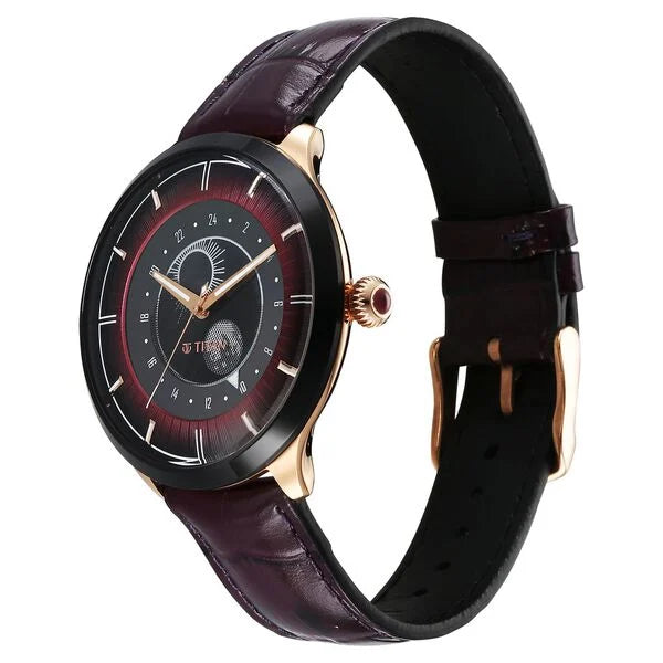 Titan Stellar Caleum Sun Moon Disc Red Dial Analog Watch