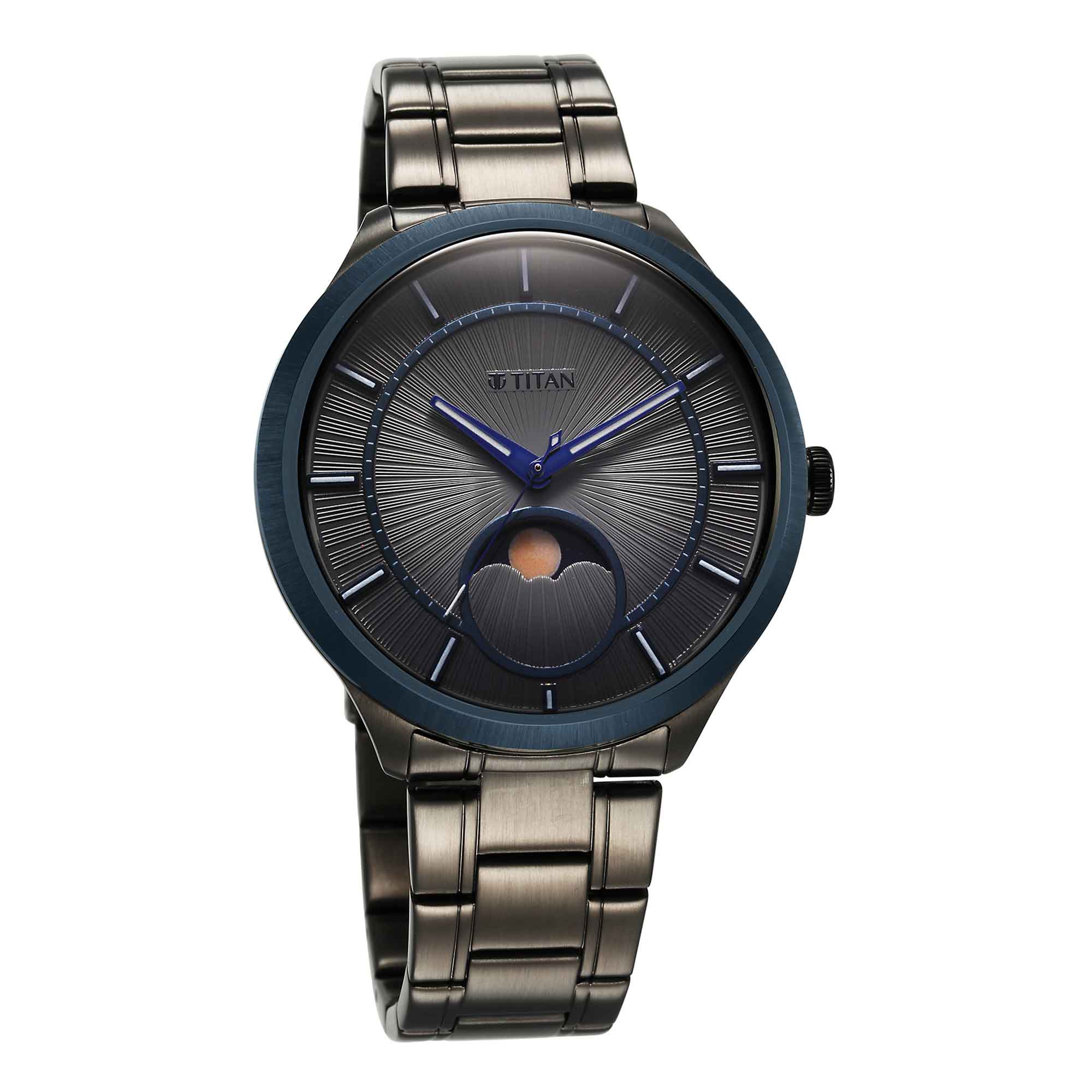 Titan Stellar Caelum Sun Moon Grey Sub-Dial Watch