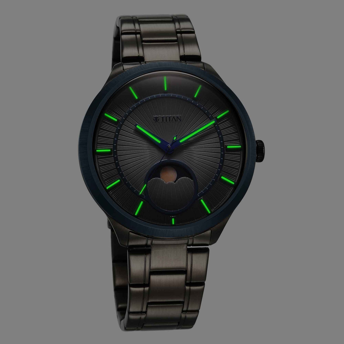 Titan Stellar Caelum Sun Moon Grey Sub-Dial Watch