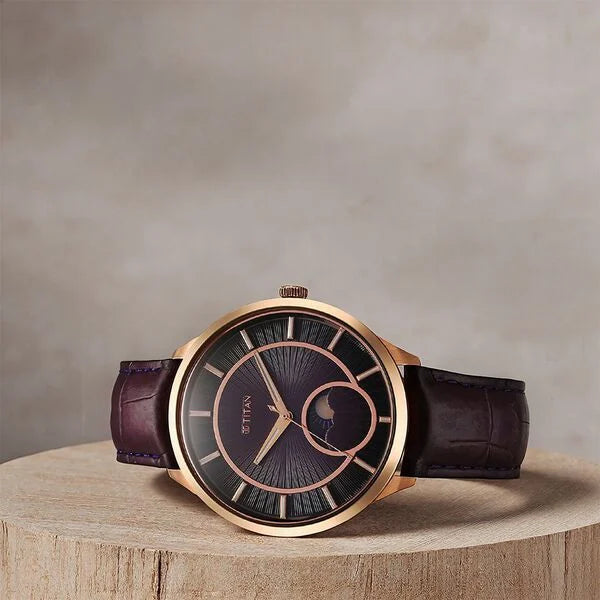 Titan Stellar Caelum Sun Moon Purple Sub-Dial Watch