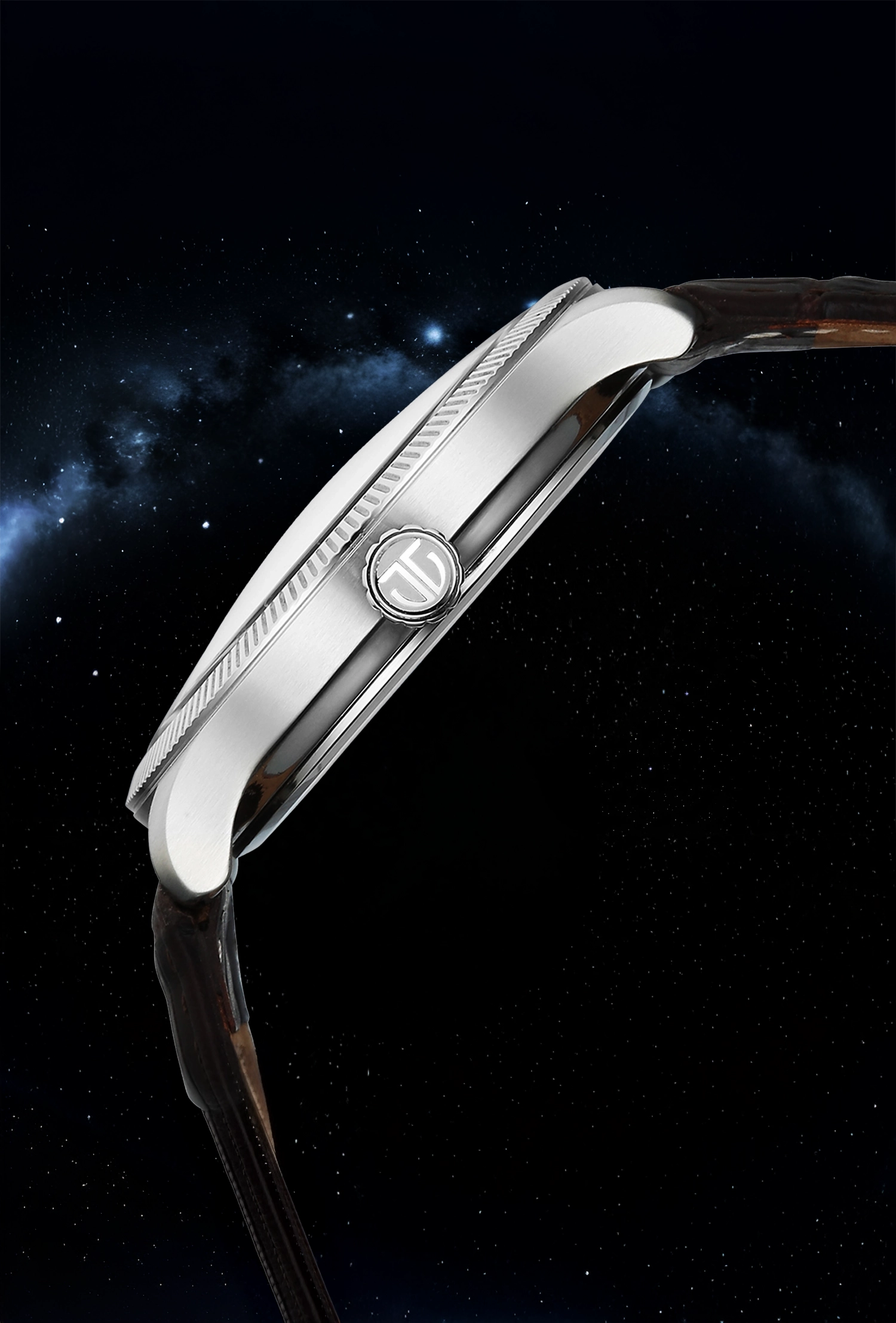 Titan Stellar Analog with Dual Moon Phase Silver Dial Watch