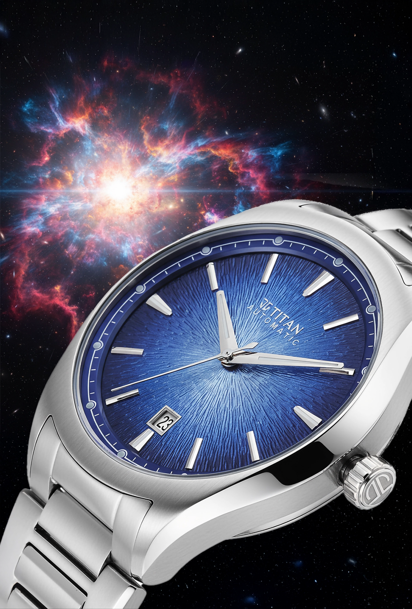 Titan Stellar Starburst Blue Dial Concealed Automatic Watch
