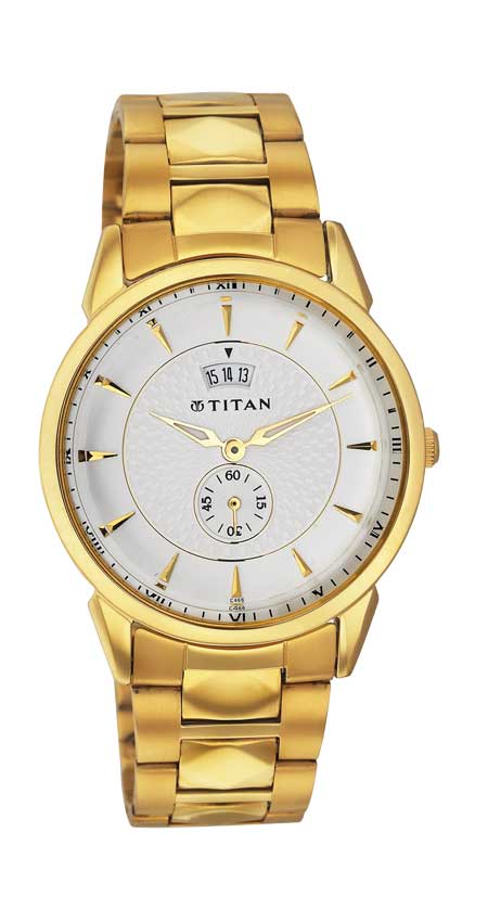 Titan Quartz Analog with Date Silver Dial Stainless Steel Strap Watch for Men