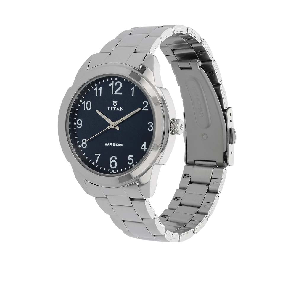 Titan Analog Blue Dial Stainless Steel Strap watch for Men