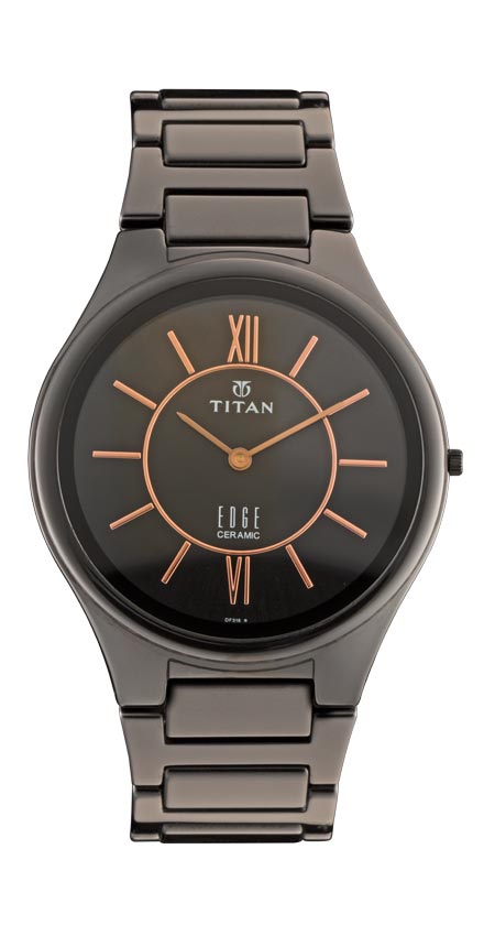 Titan Edge Ceramic Black Dial Analog Ceramic Strap watch for Men