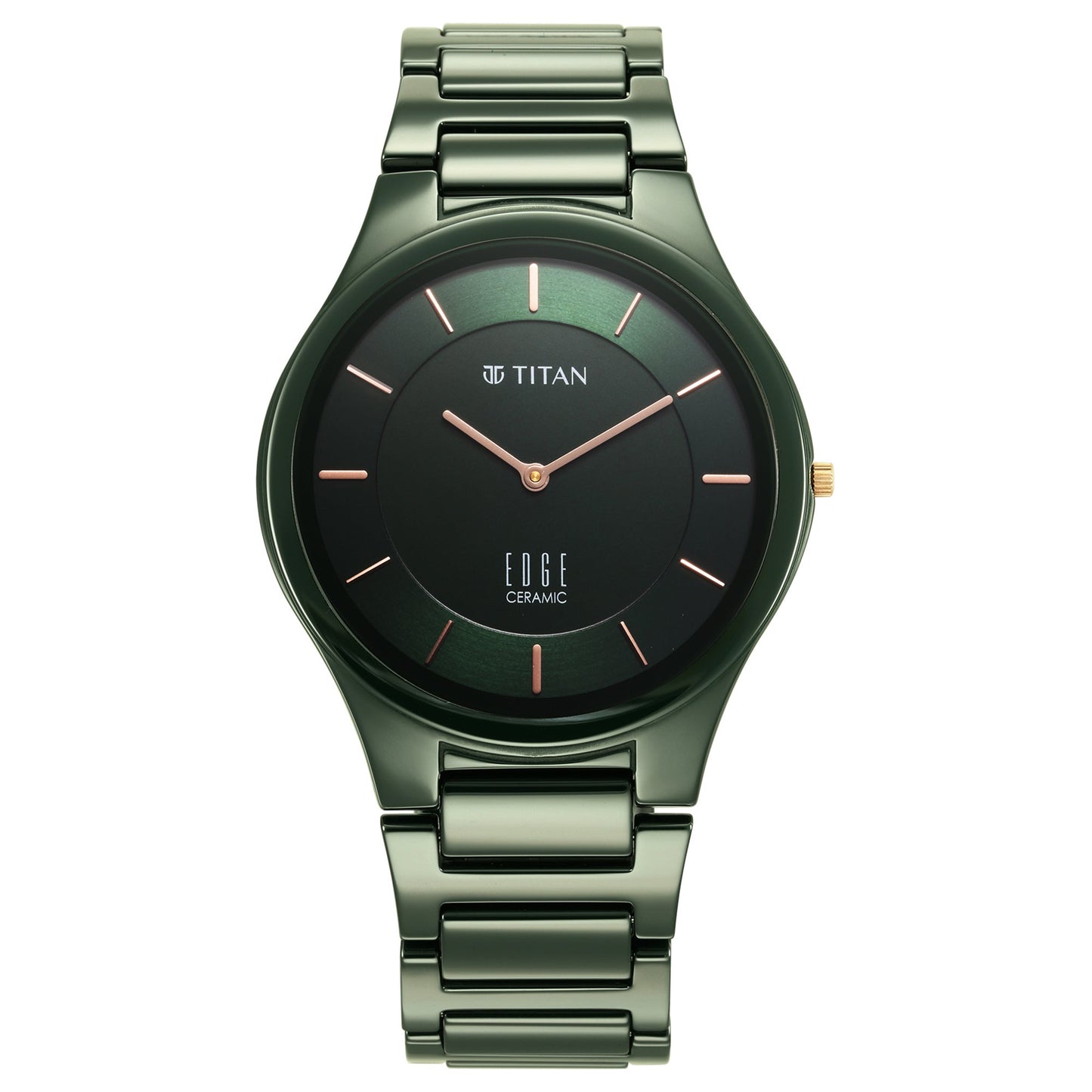 Titan Edge Ceramic Green Dial Analog Ceramic Strap watch for Men