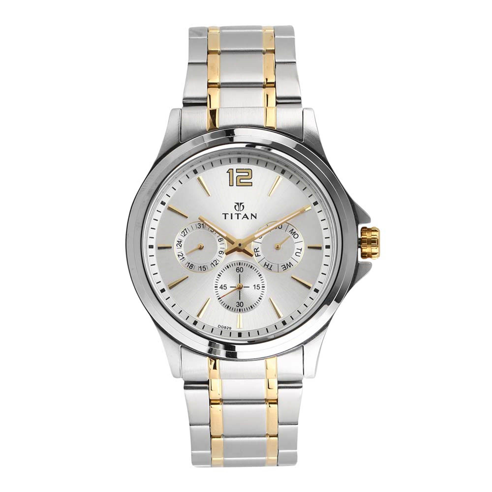 Titan Workwear Silver Dial Multi Stainless Steel Strap watch for Men Titan World