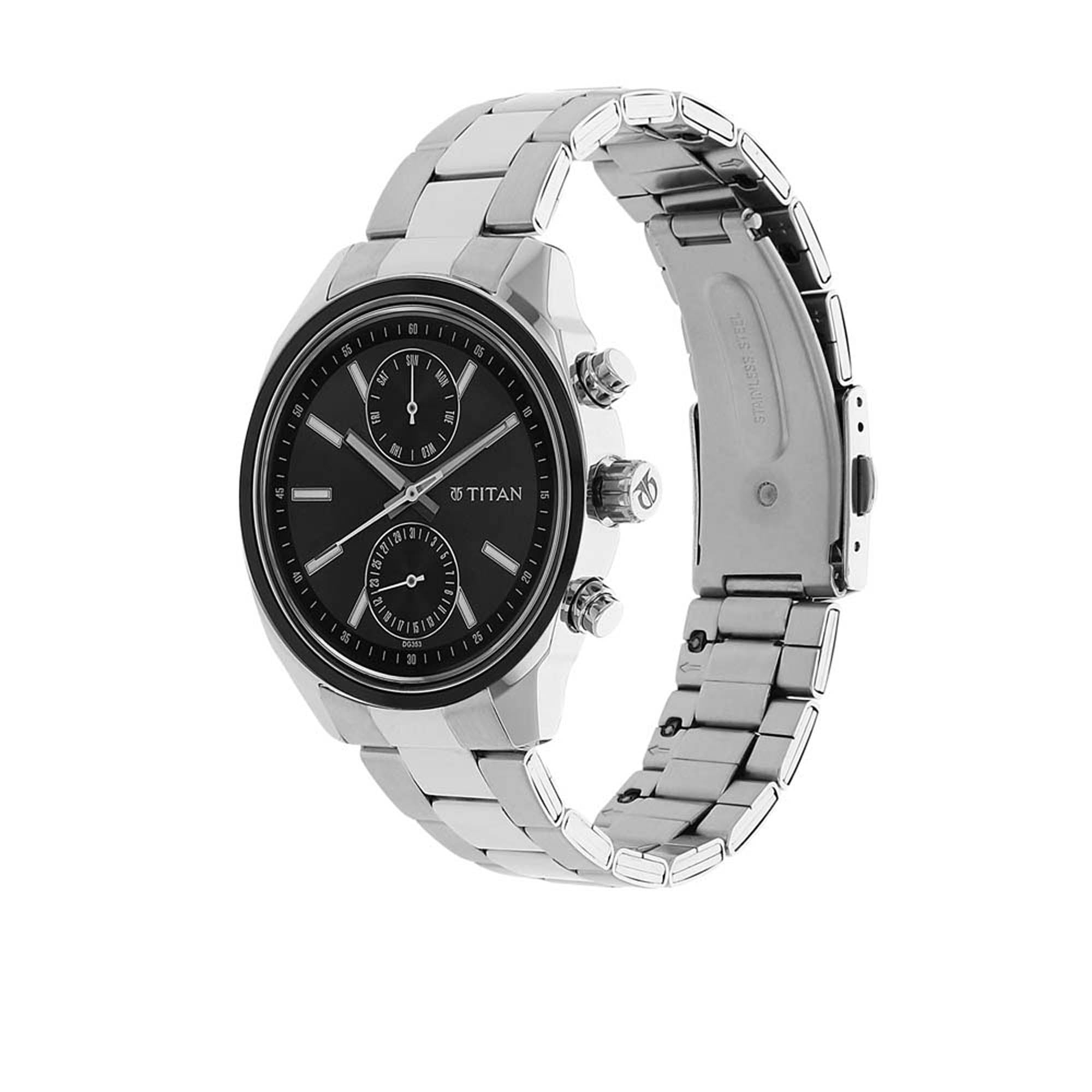 Titan Workwear Anthracite Dial Multi Stainless Steel Strap watch for Men