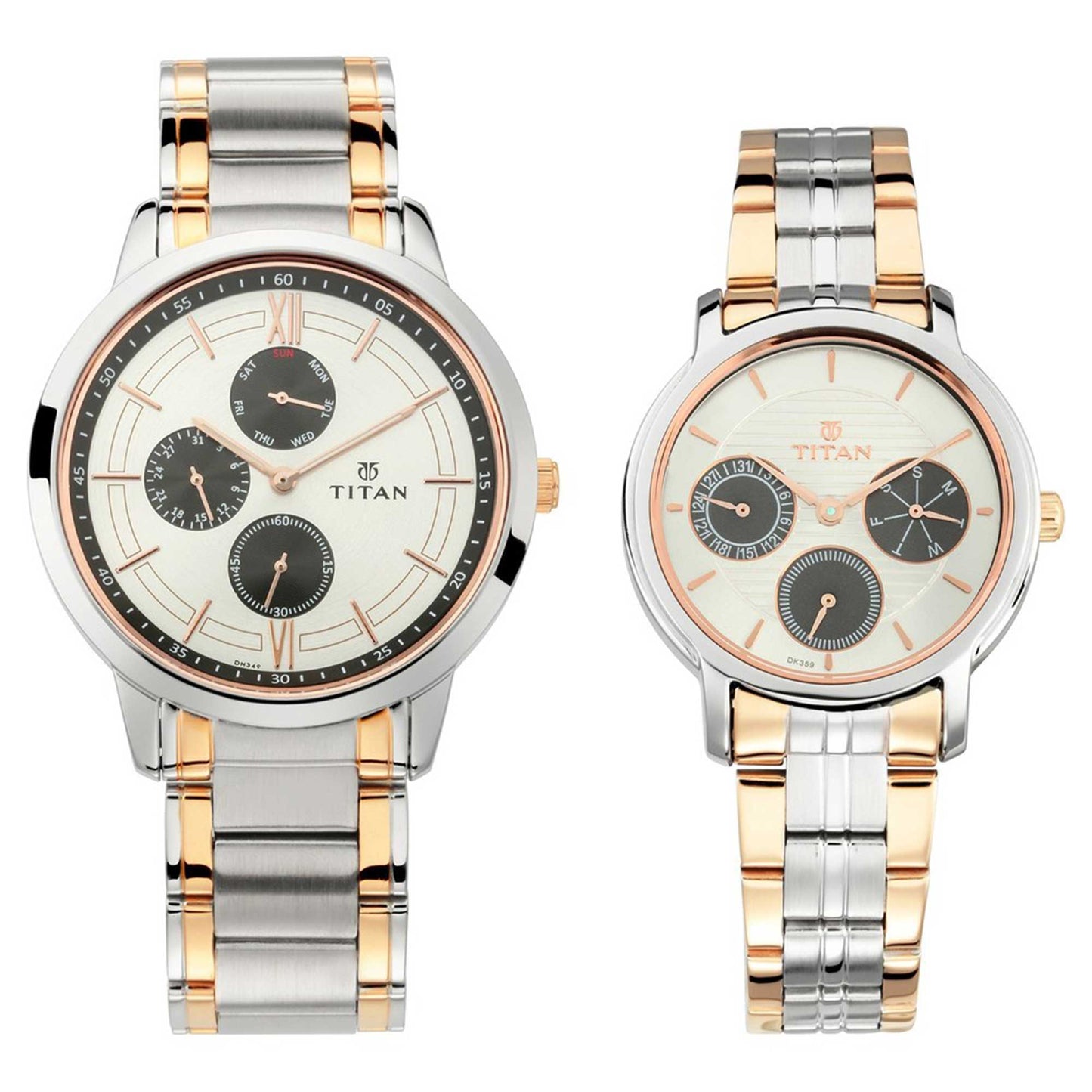 Titan Bandhan Silver Dial Multi Stainless Steel Strap watch for Couple