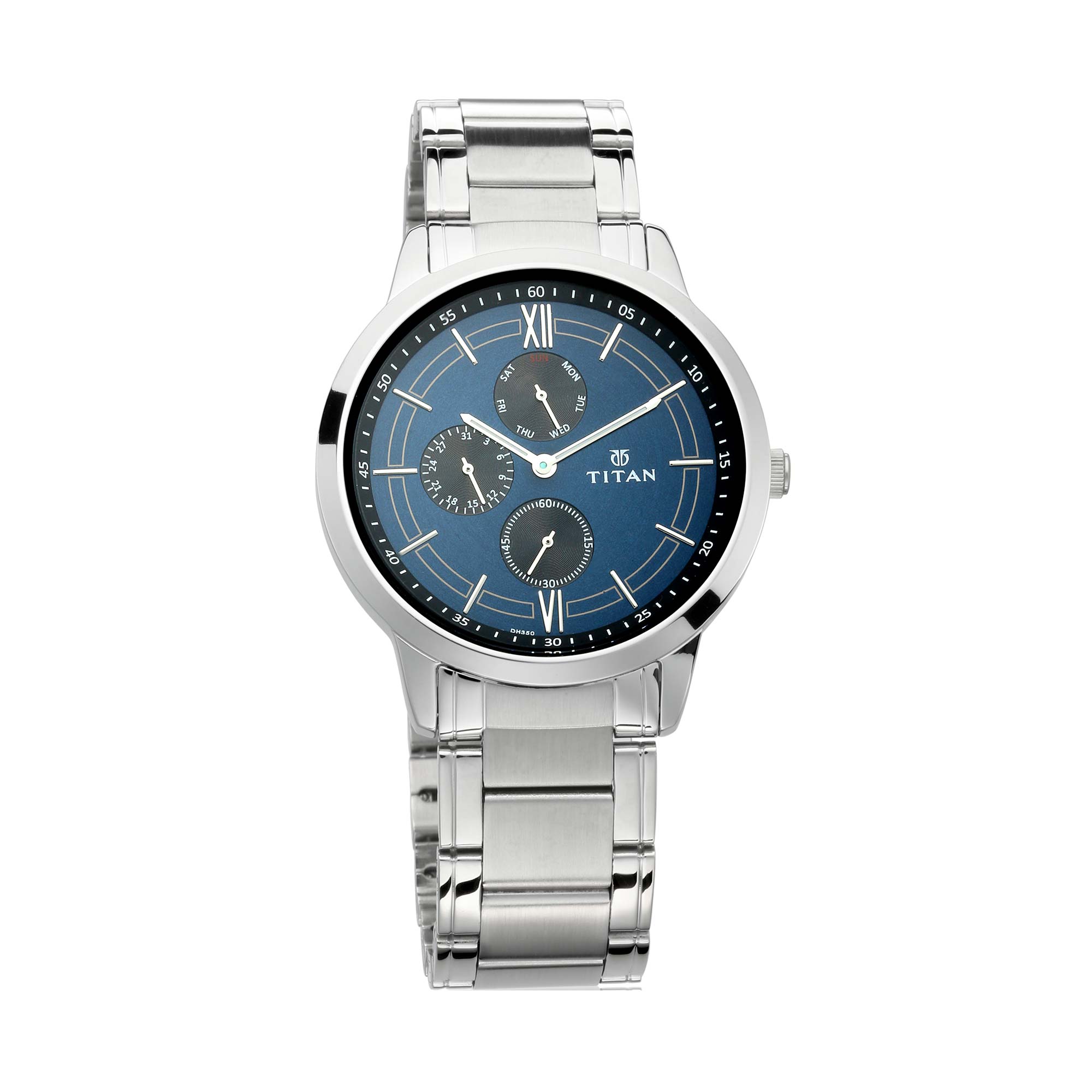 Titan Workwear Blue Dial Multi Stainless Steel Strap watch for Men