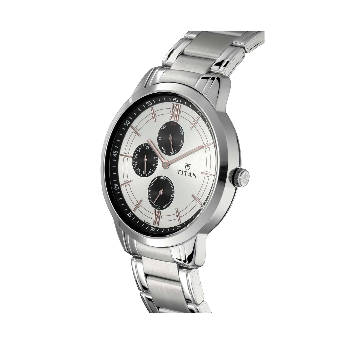 Titan Workwear White Dial Multi Stainless Steel Strap watch for Men
