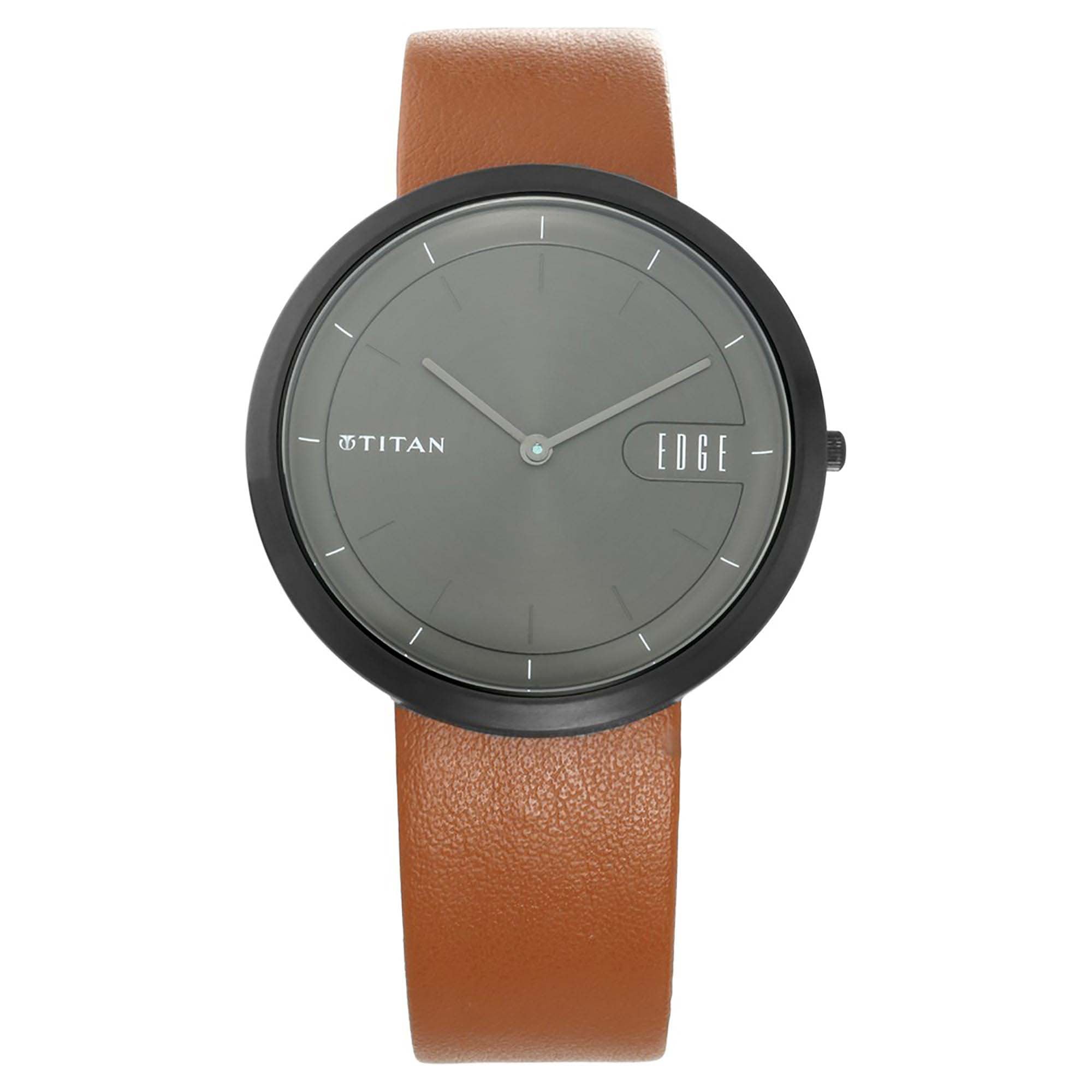 Titan Edge Zen Anthracite Dial Analog Leather Strap watch for Men
