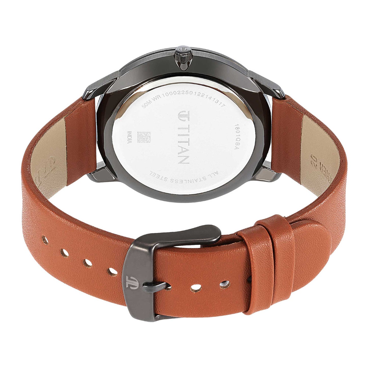 Titan Geometrix Silver Dial Analog Leather Strap watch for Men