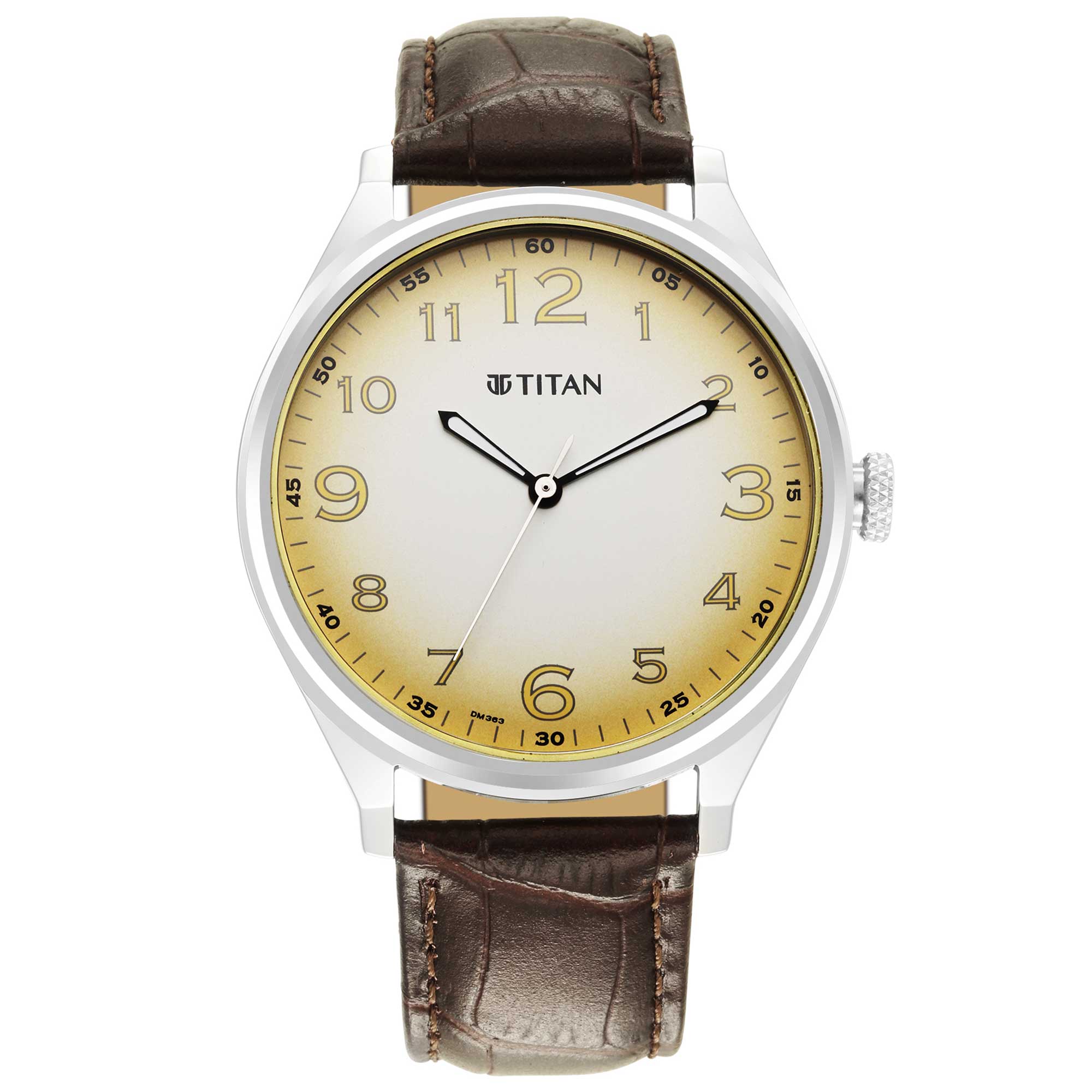 Titan Trendsetters Beige Dial Analog Leather Strap watch for Men