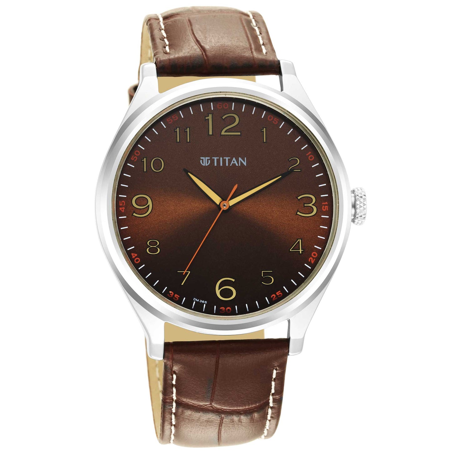 Titan Trendsetters Dark Brown Dial Analog Leather Strap watch for Men