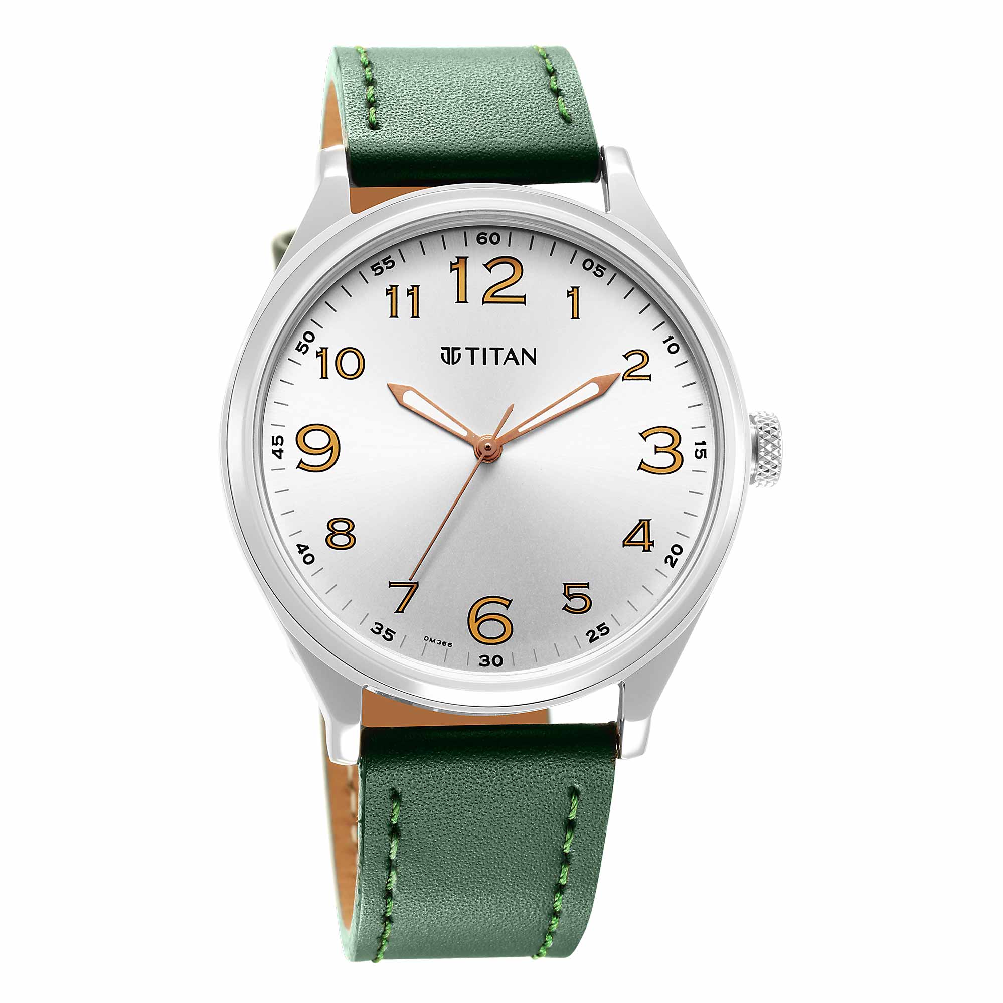 Titan Urban Analog Silver White Dial Leather Strap Watch for Men