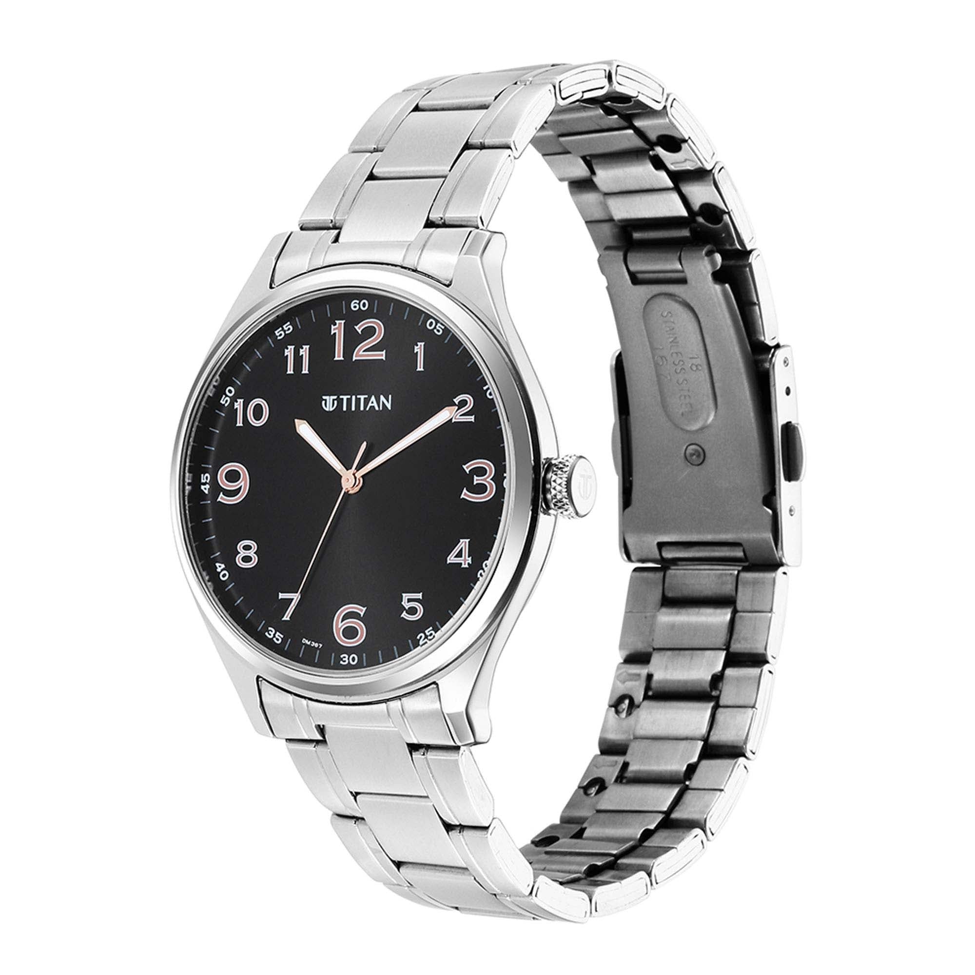Titan TrendsettersBlack Dial Analog Stainless Steel Strap watch for Men