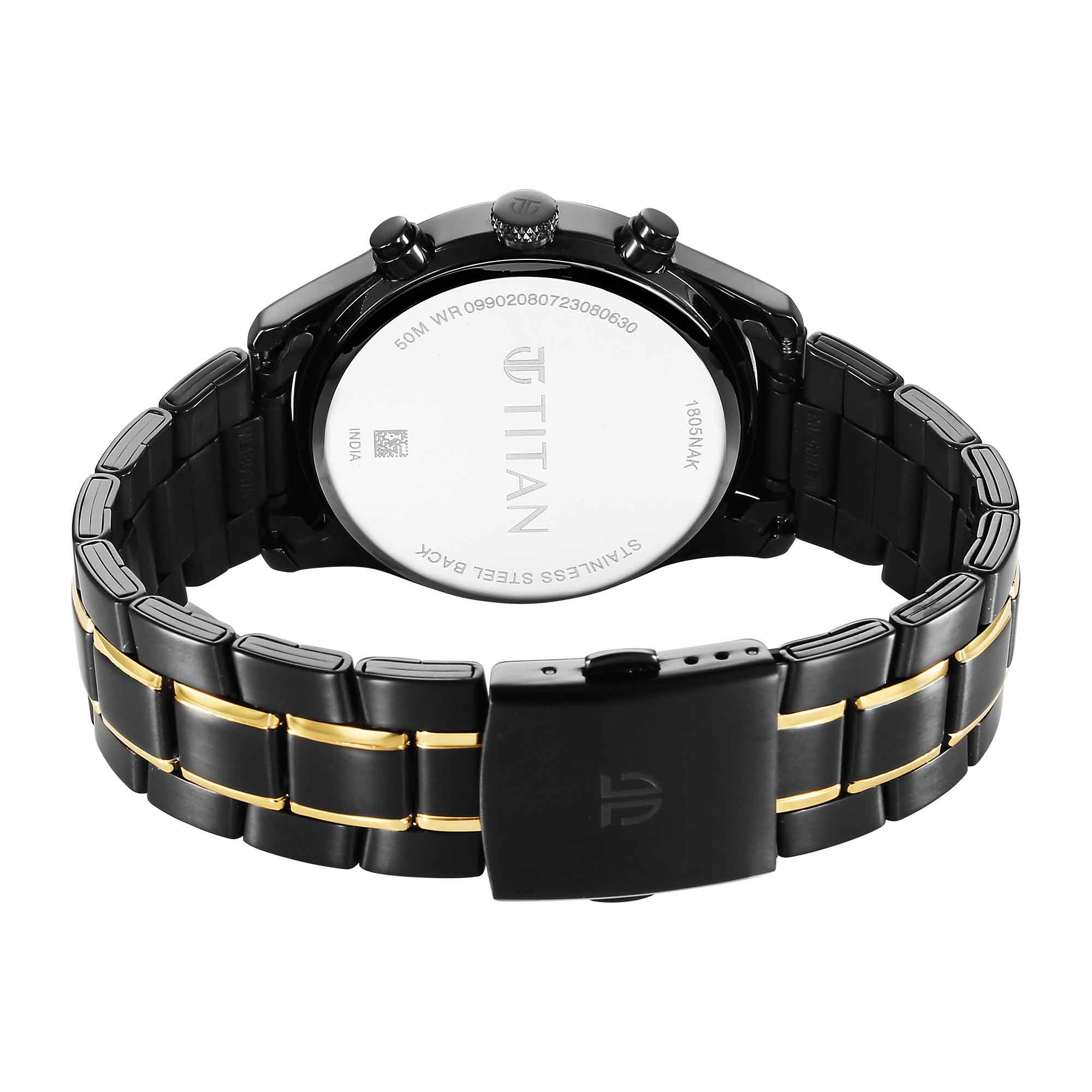 Titan Quartz Analog with Day and Date Black Dial Watch for Men