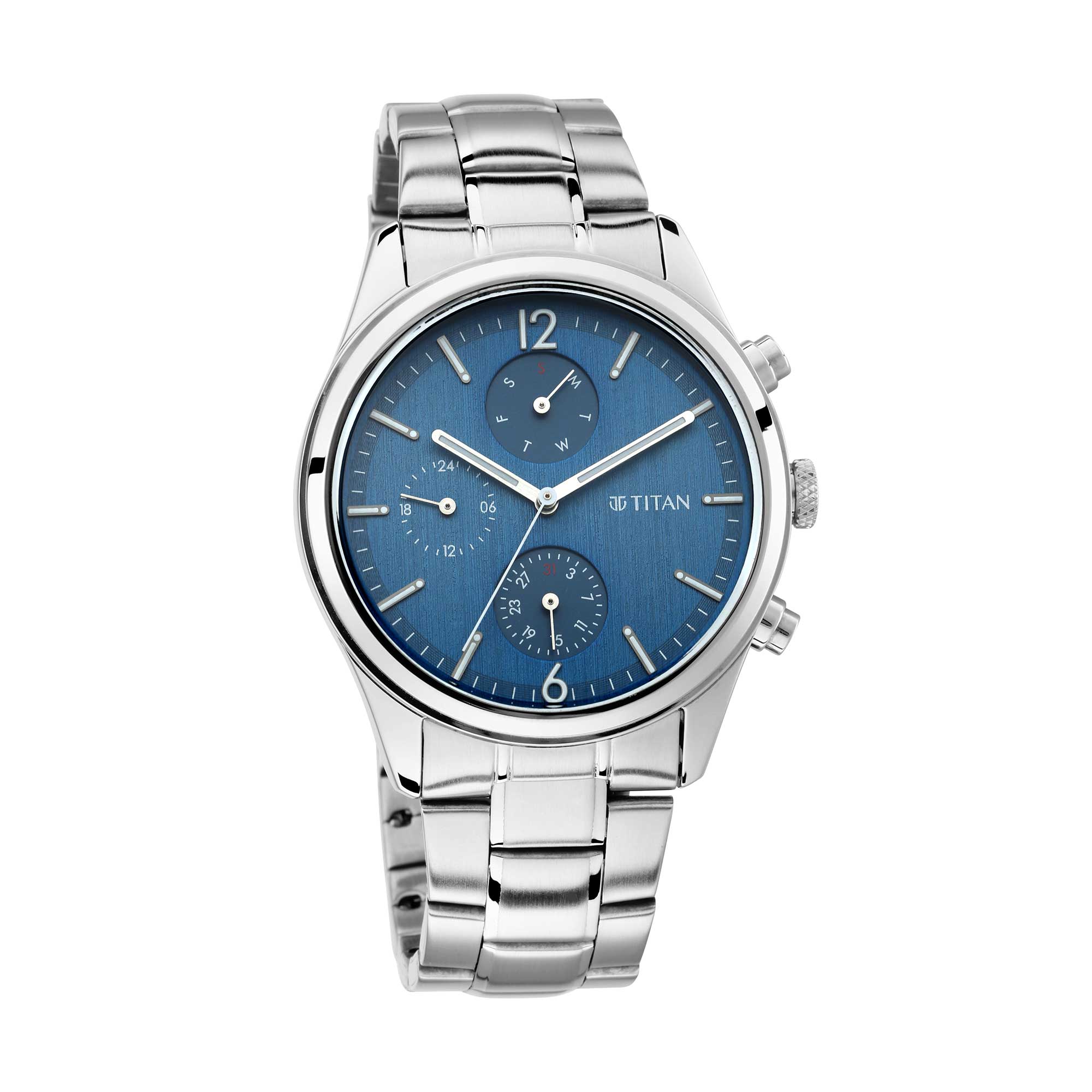 Titan Workwear Blue Dial Multi Metal Strap watch for Men