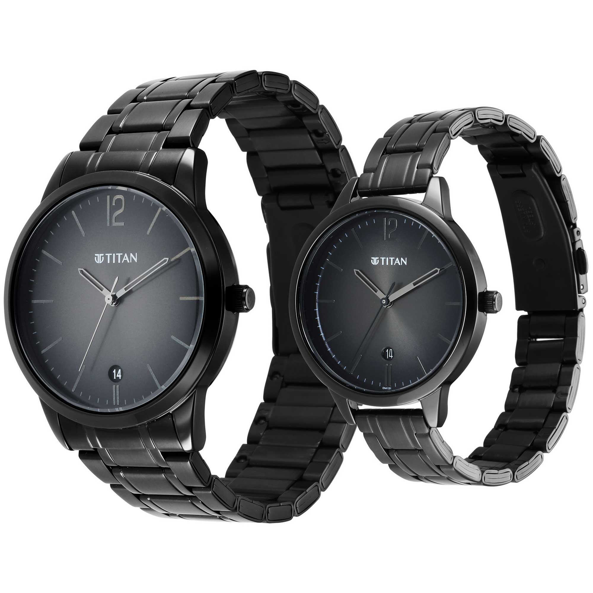 Titan Bandhan Anthracite Dial Analog Stainless Steel Strap Watch for Couple