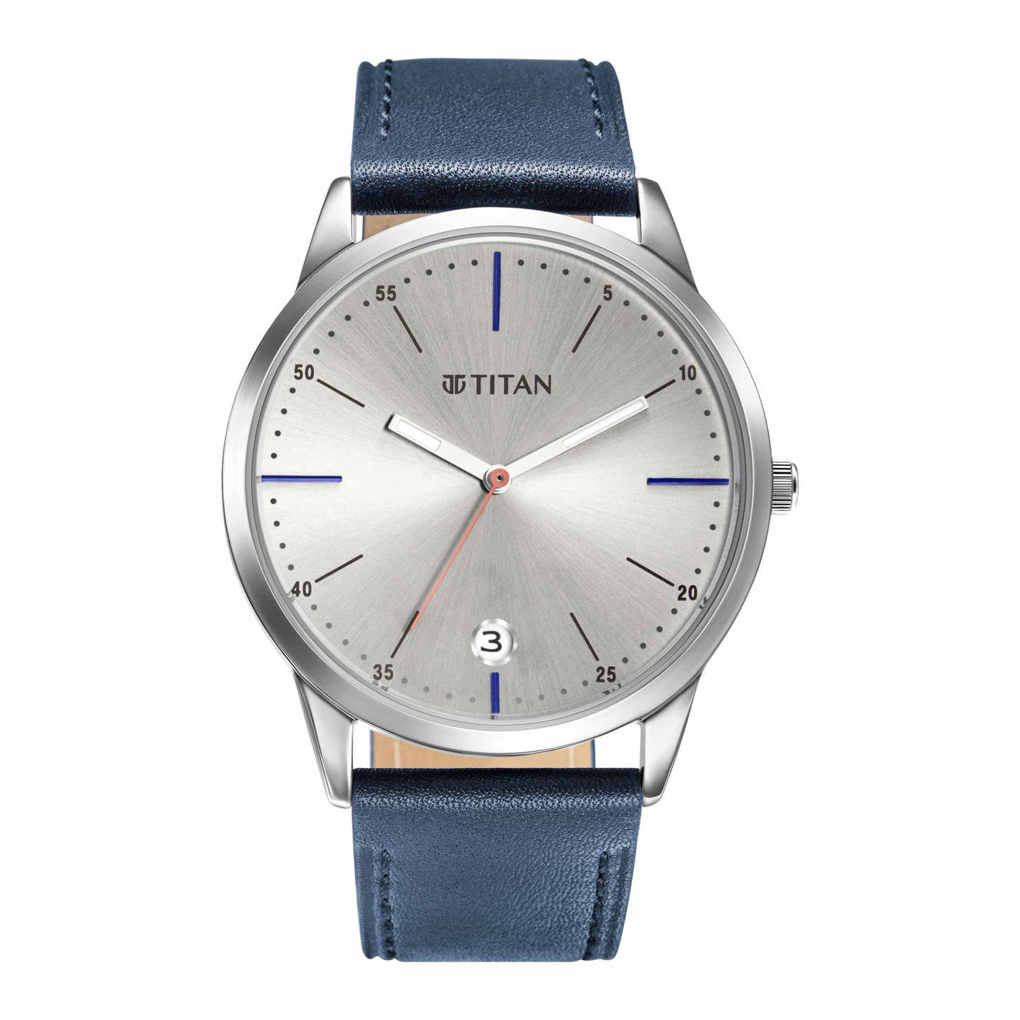 Titan Elmnt Blue Dial Analog Leather Strap watch for Men