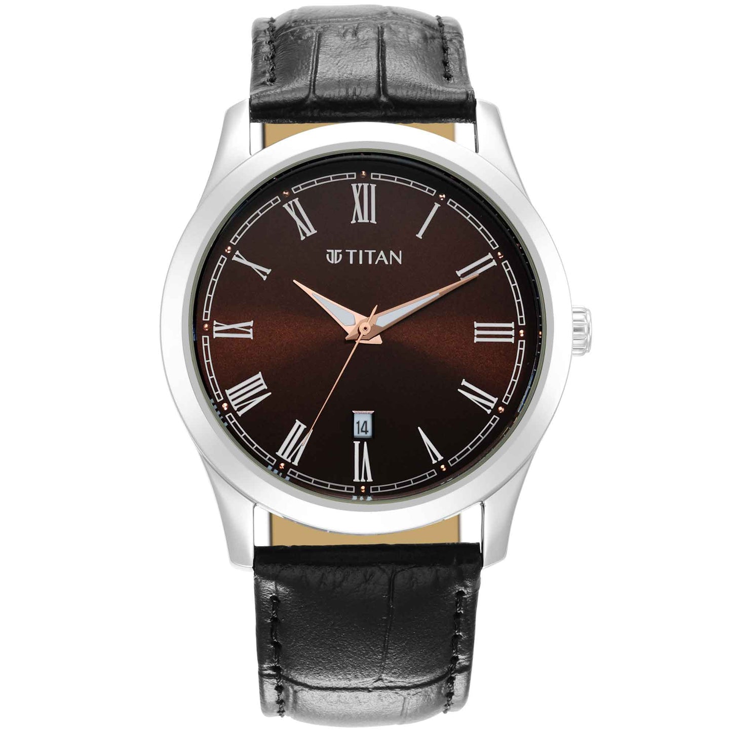 Titan Quartz Analog Dark Brown Dial Leather Strap Watch for Men