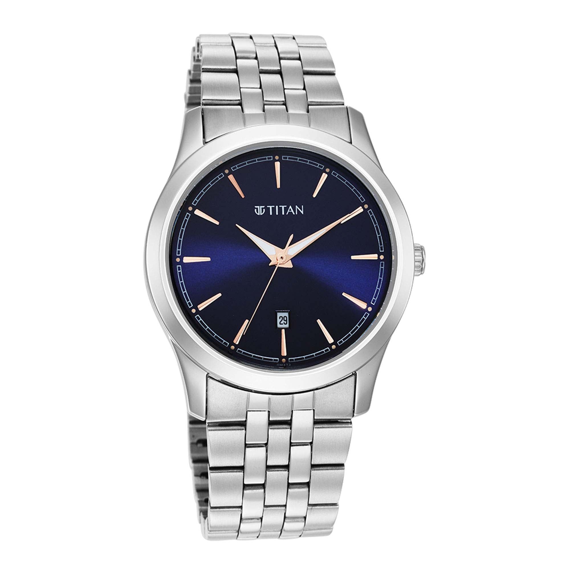 Titan Trendsetters Blue Dial Analog Stainless Steel Strap watch for Men
