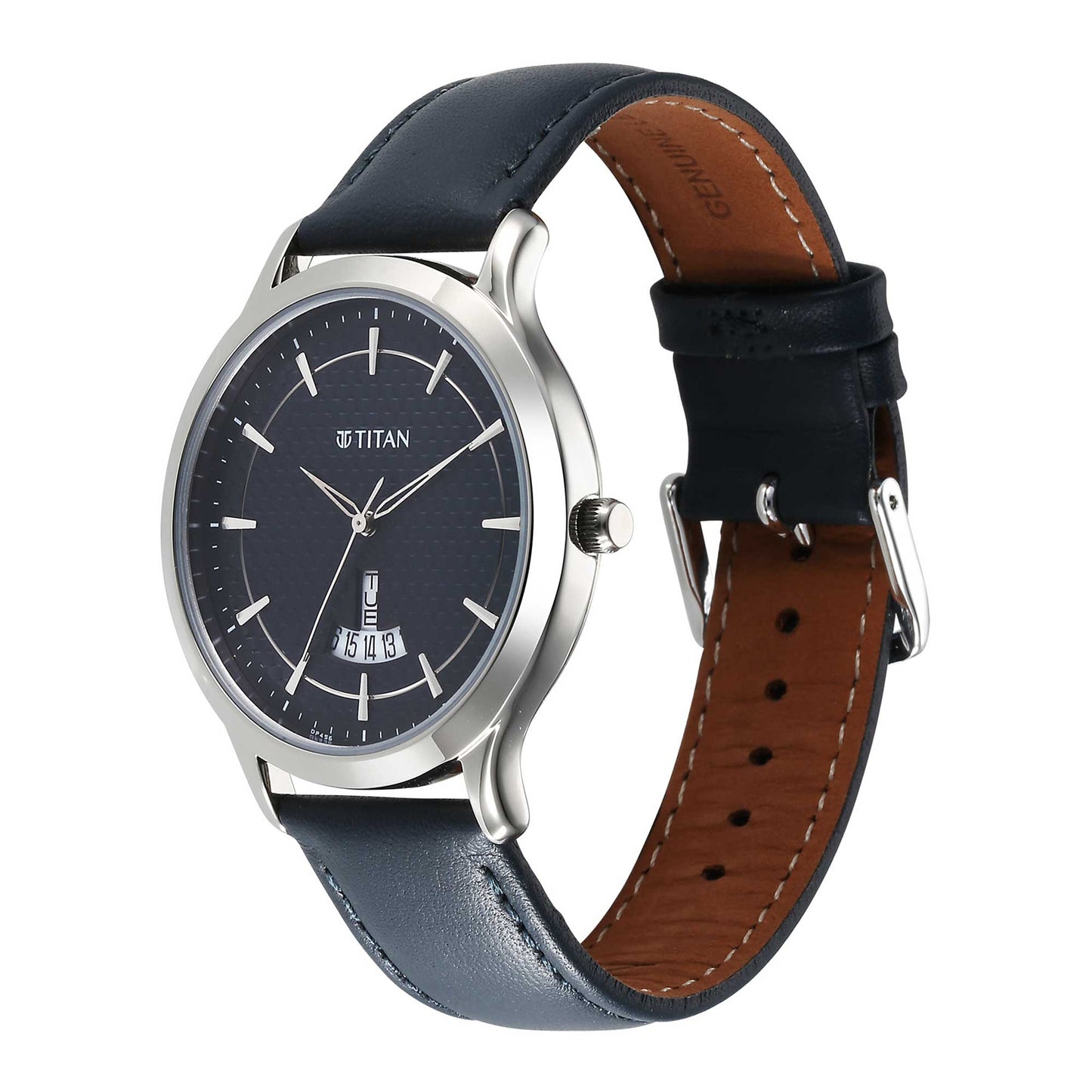 Titan Karishma Quartz Analog Blue Dial Leather Strap Watch for Men