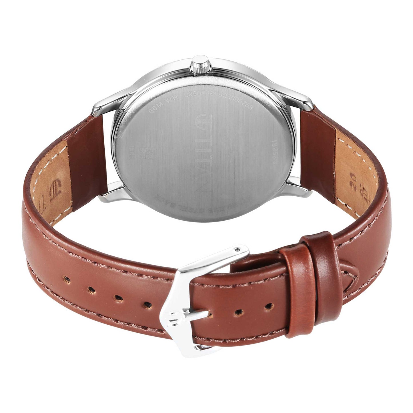Titan Karishma Quartz Analog Silver Dial Leather Strap Watch for Men