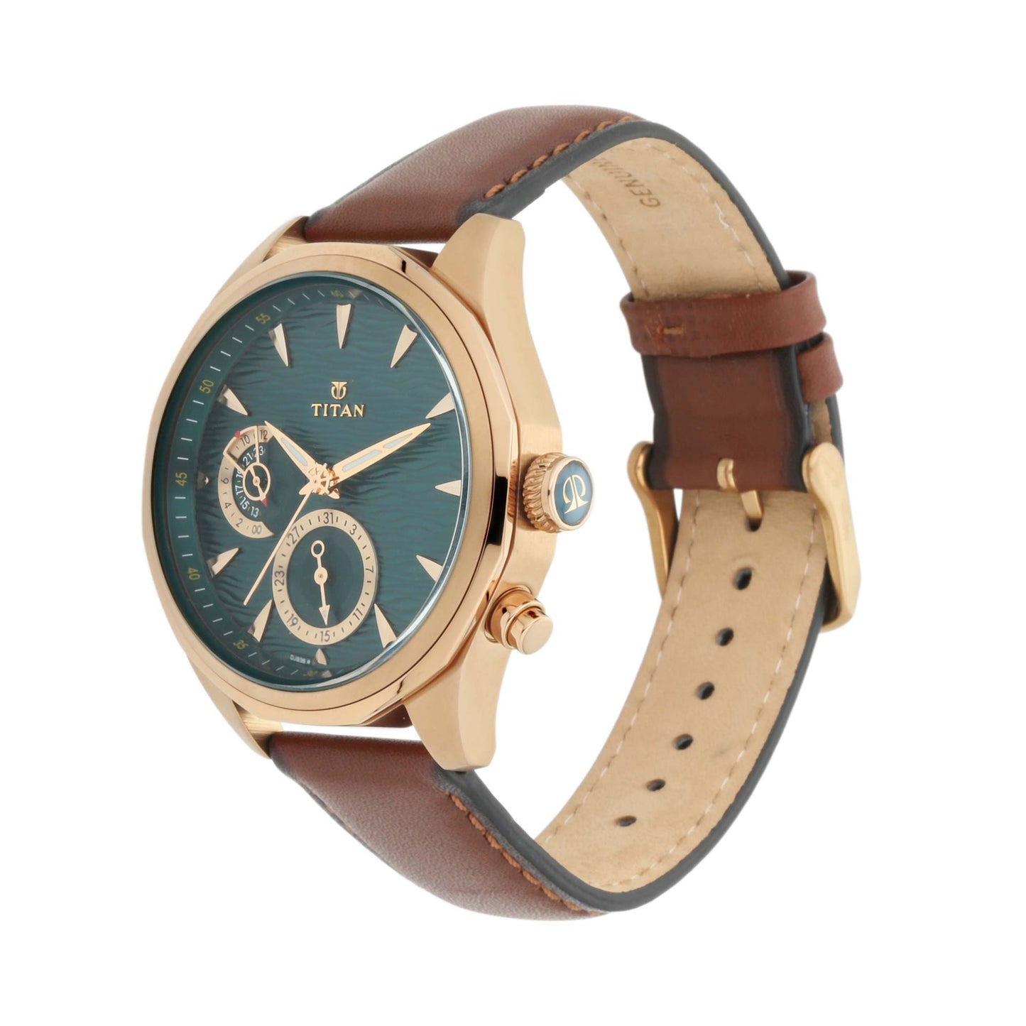 Titan Maritime Green Dial Multi Leather Strap watch for Men