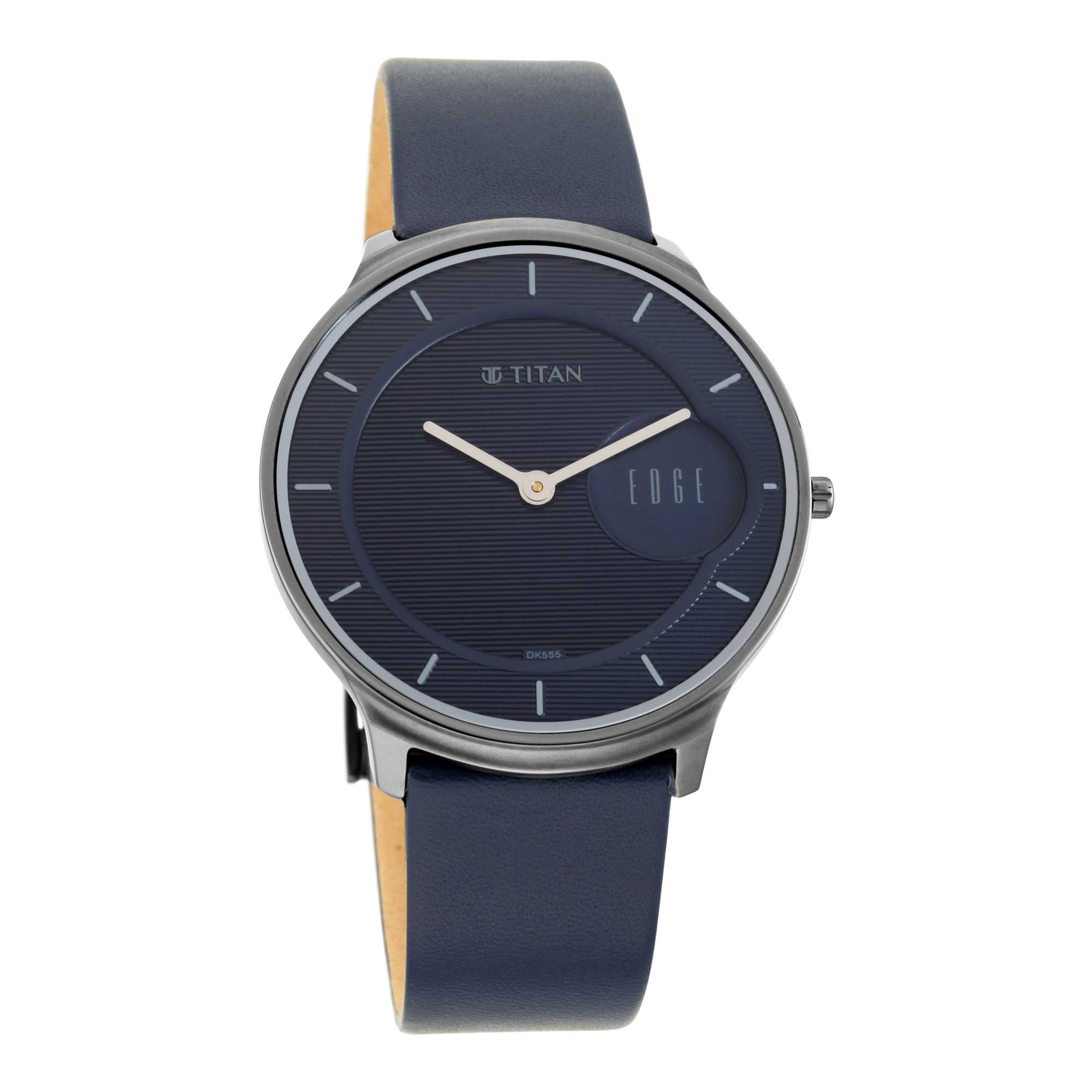 Titan Quartz Analog Blue Dial Leather Strap Watch for Men Titan World