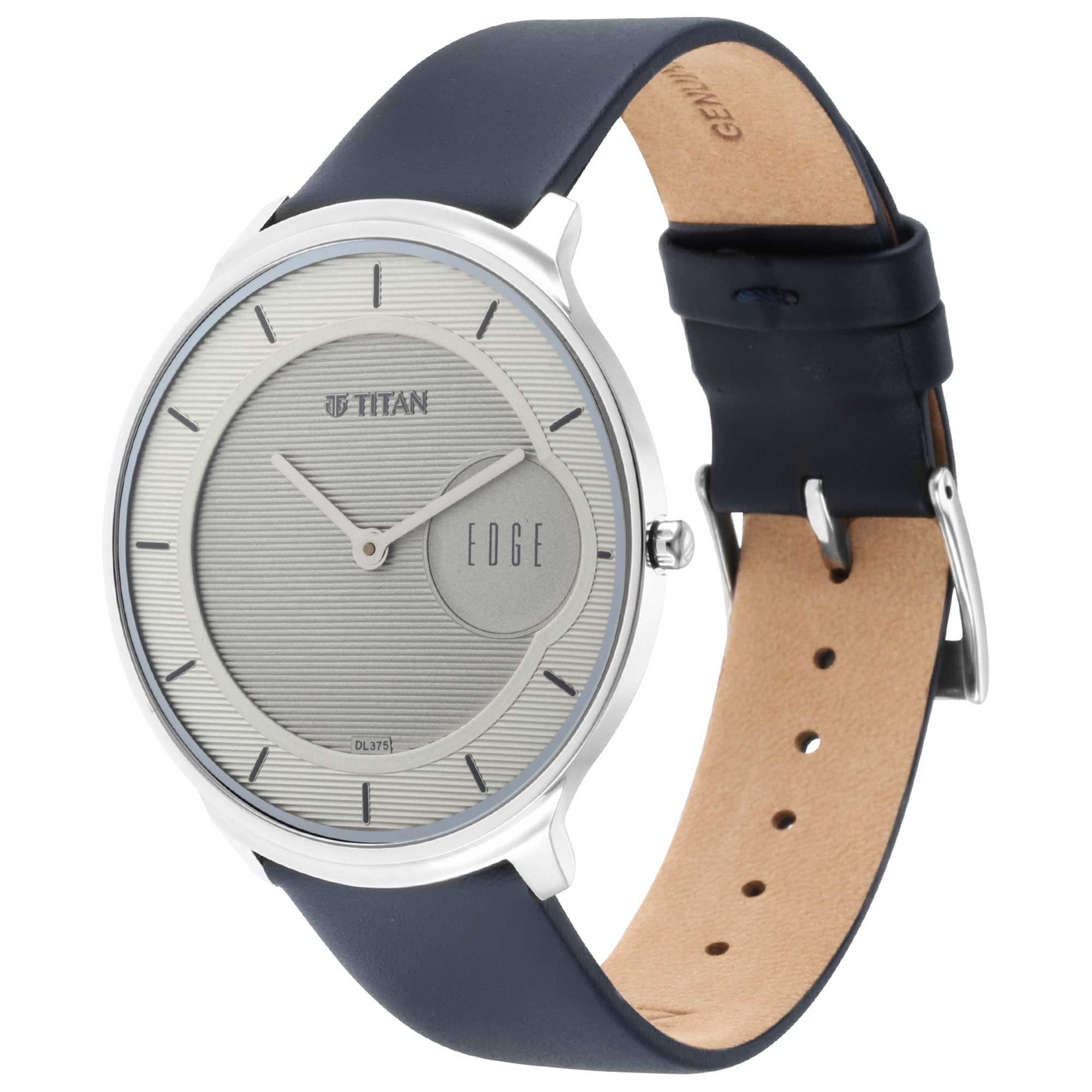 Titan Edge Baseline Grey Dial Analog Leather Strap watch for Men