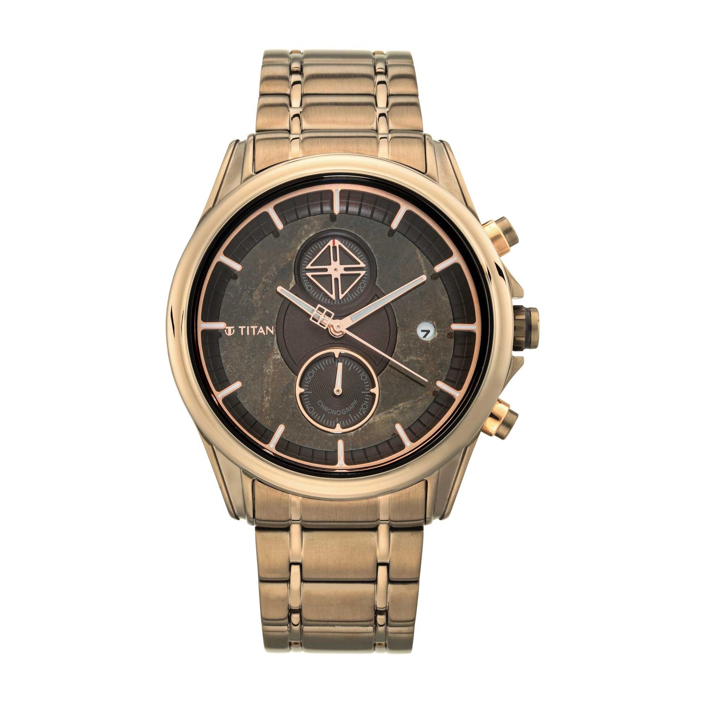 Titan Grandmaster Black Dial Chronograph Stainless Steel Strap watch for Men