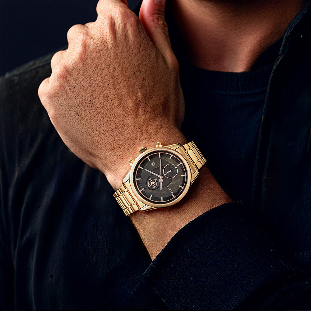 Stainless Steel Mens Gold Wrist Watch HOT Stainless Steel Titan