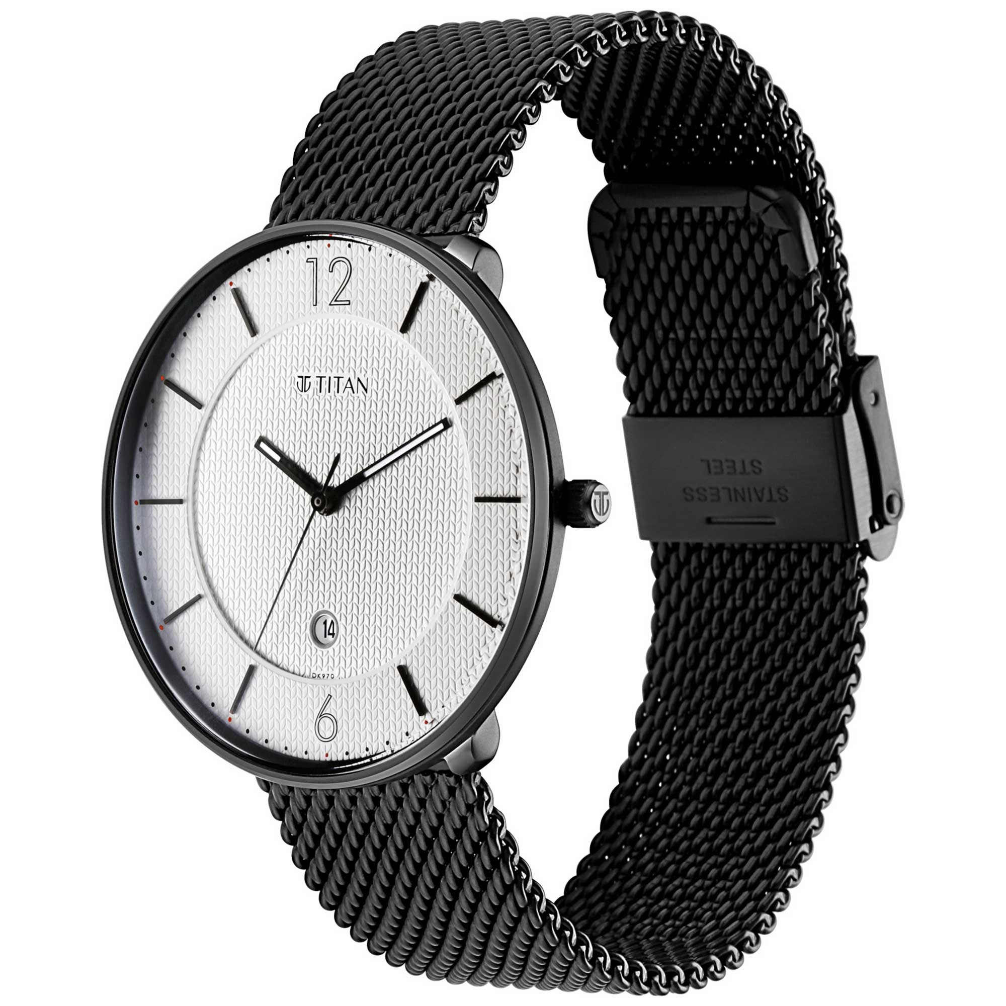 Titan Minimals White Analog Stainless Steel Strap watch for Men