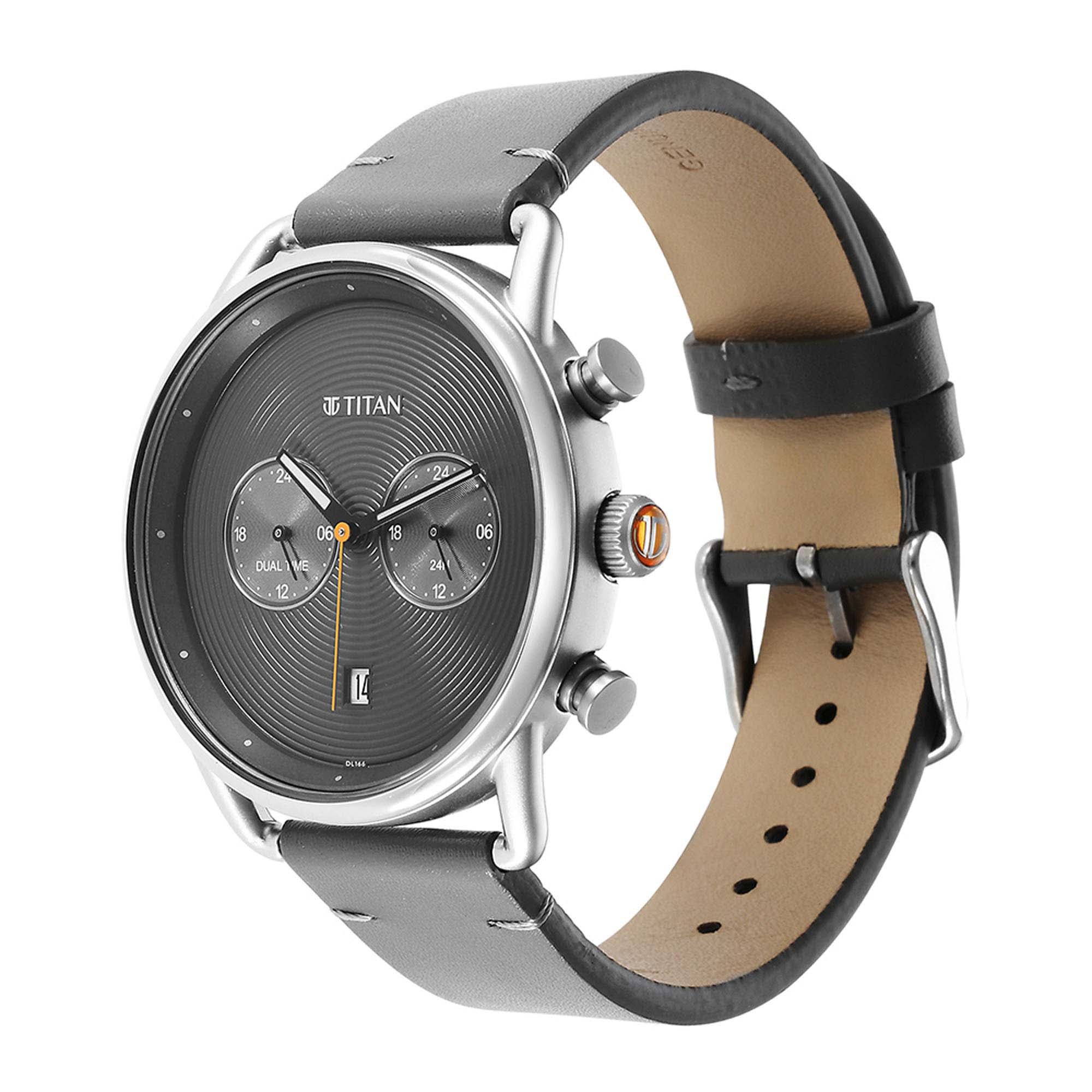 Titan Retro Analog Quartz Leather Strap watch for Men