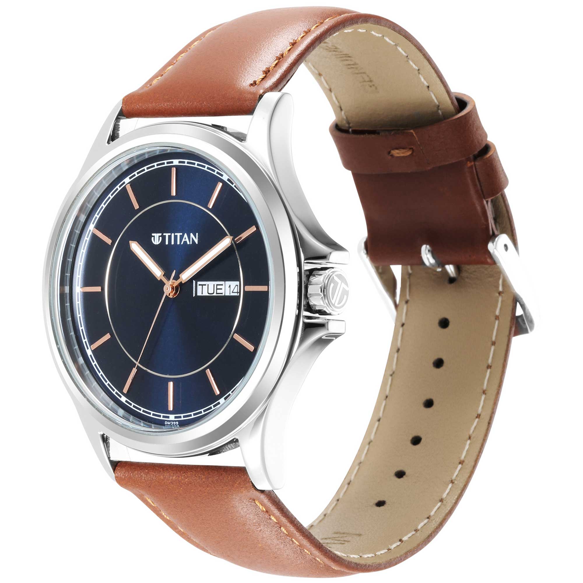 Titan Trendsetters Blue Dial Analog Leather Strap watch for Men