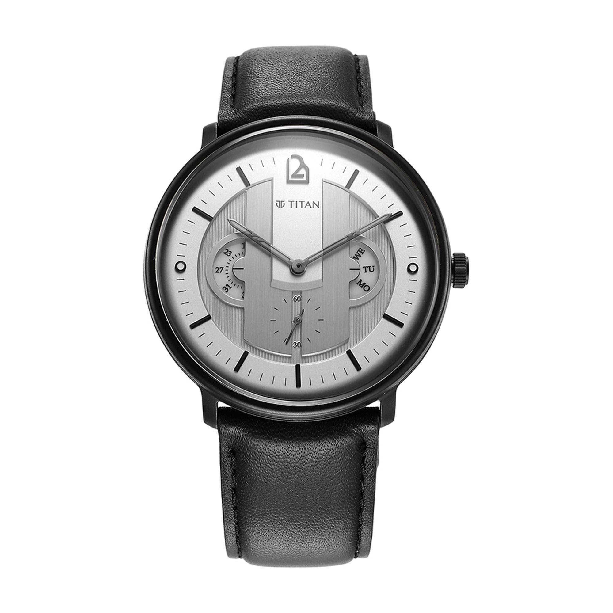 Titan Quartet Silver Dial Multi Leather Strap watch for Men