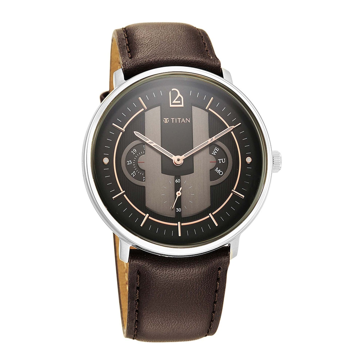 Titan Quartet Black Dial Multi Leather Strap watch for Men