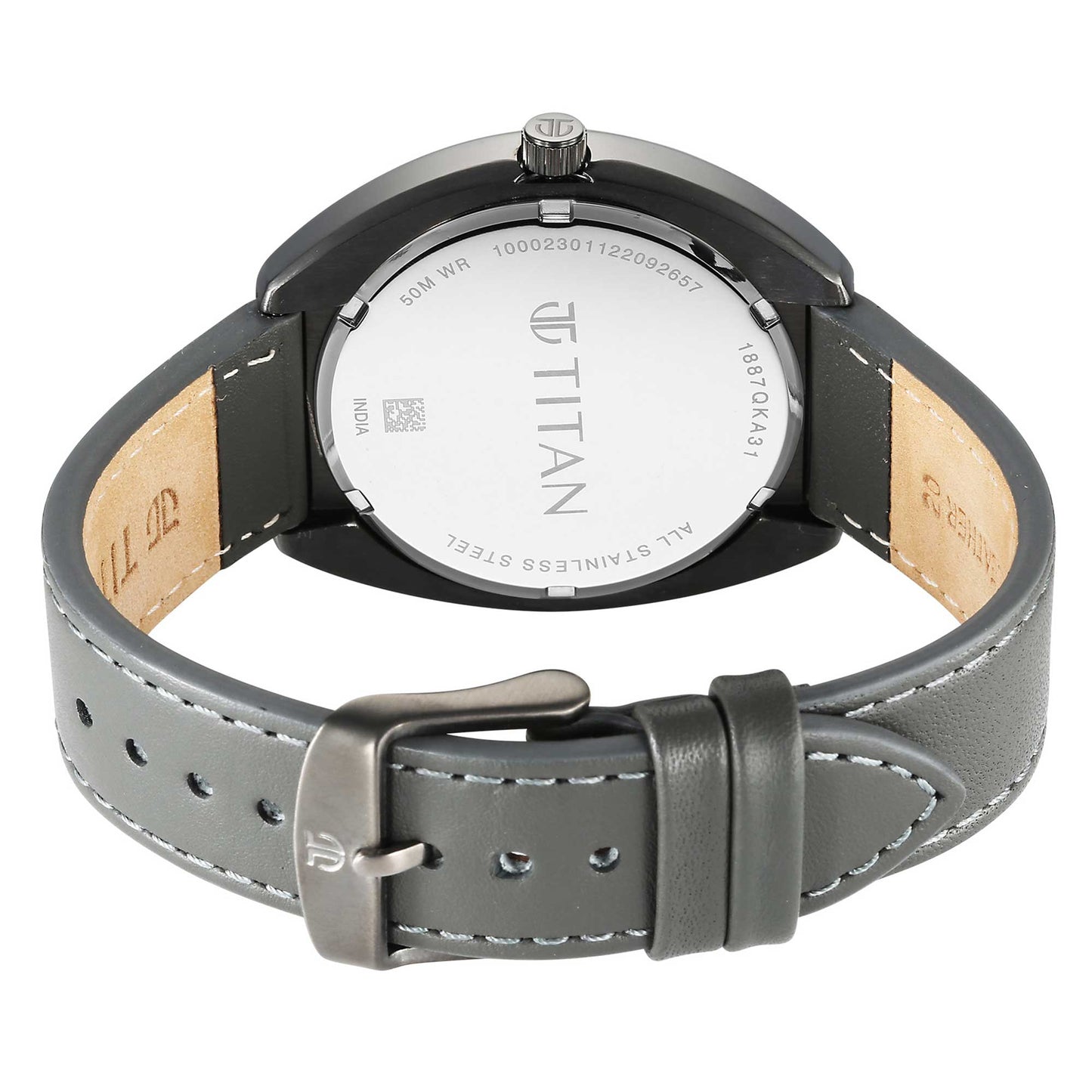 Titan Quartz Analog Anthracite Dial Leather Strap Watch for Men